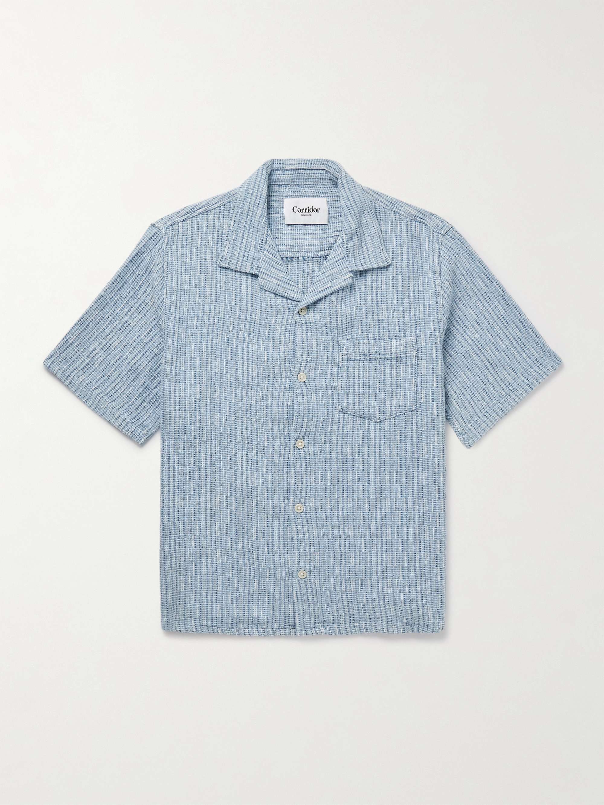 Camp-Collar Textured-Cotton Shirt view