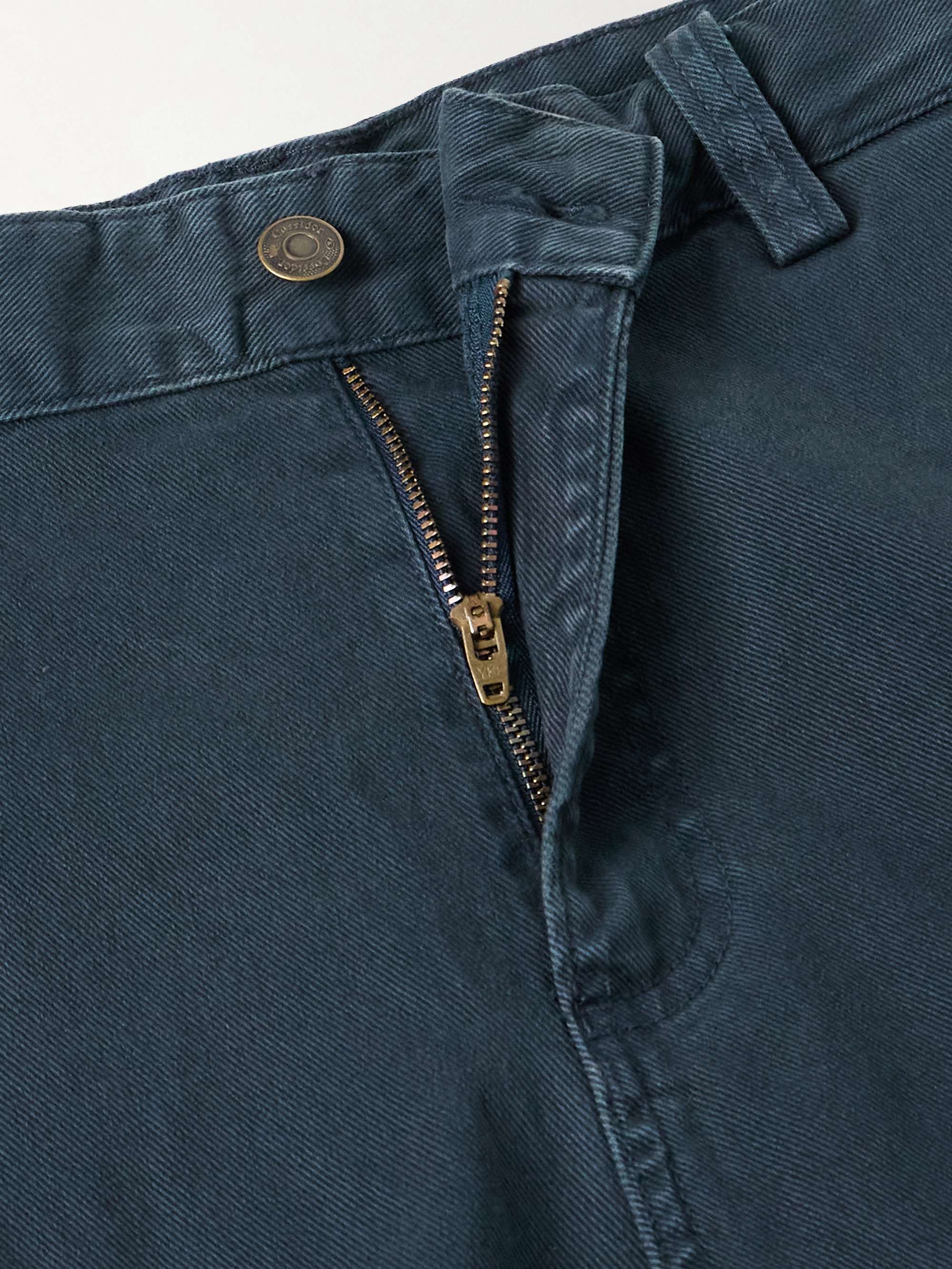 Straight-Leg Garment-Dyed Stretch-Cotton Twill Trousers view