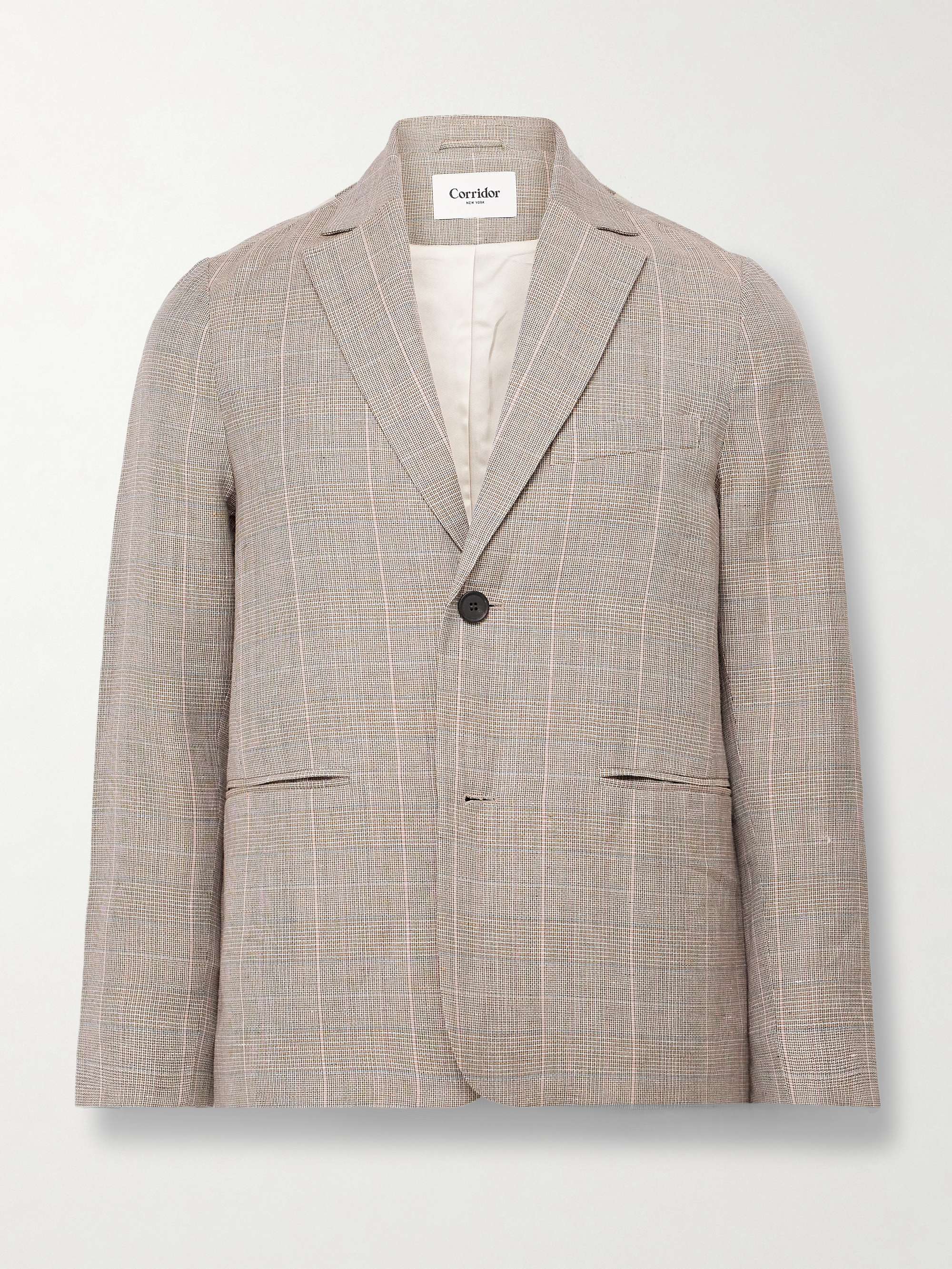 Checked Linen and Wool-Blend Blazer view