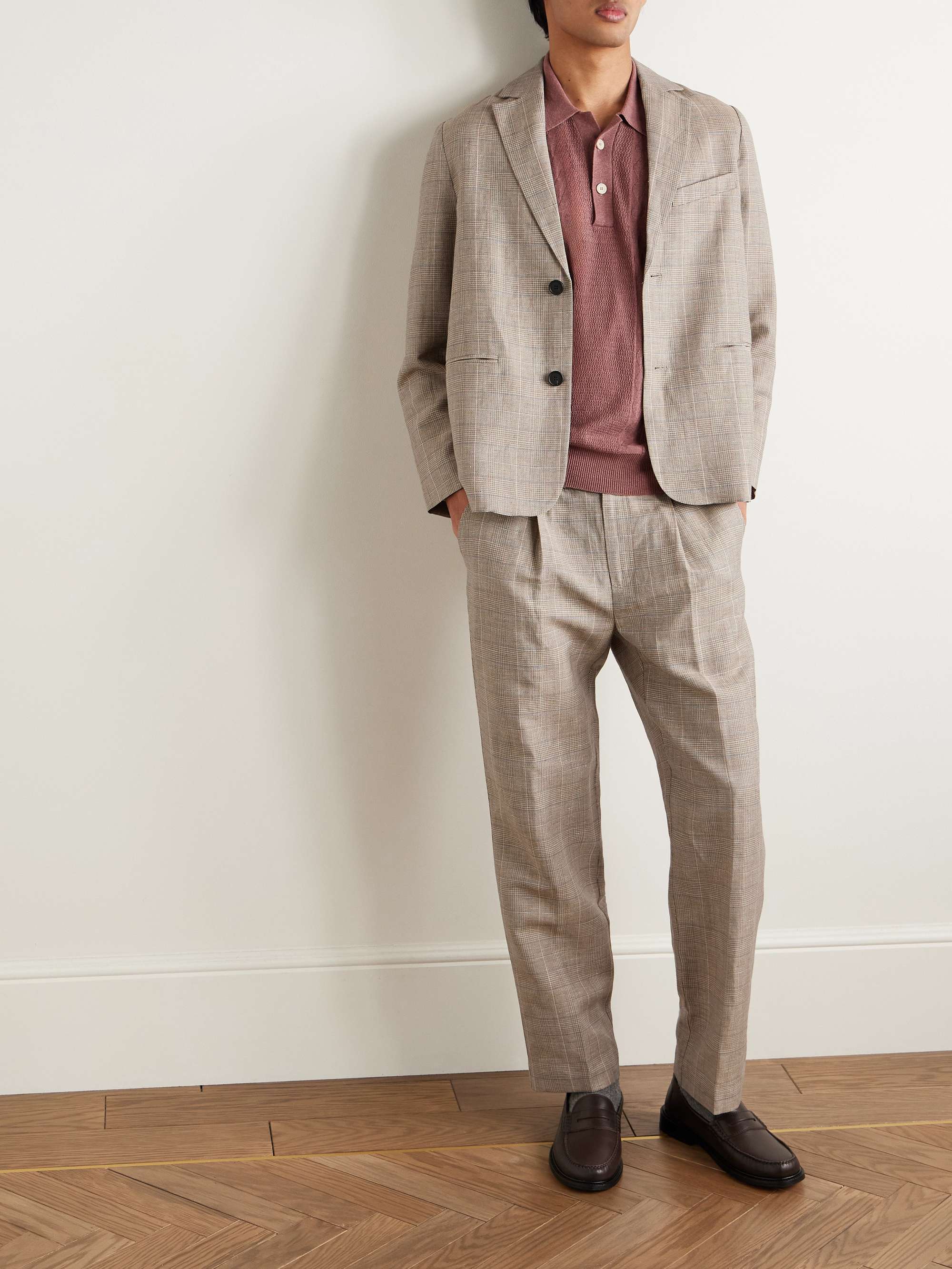 Checked Linen and Wool-Blend Blazer view