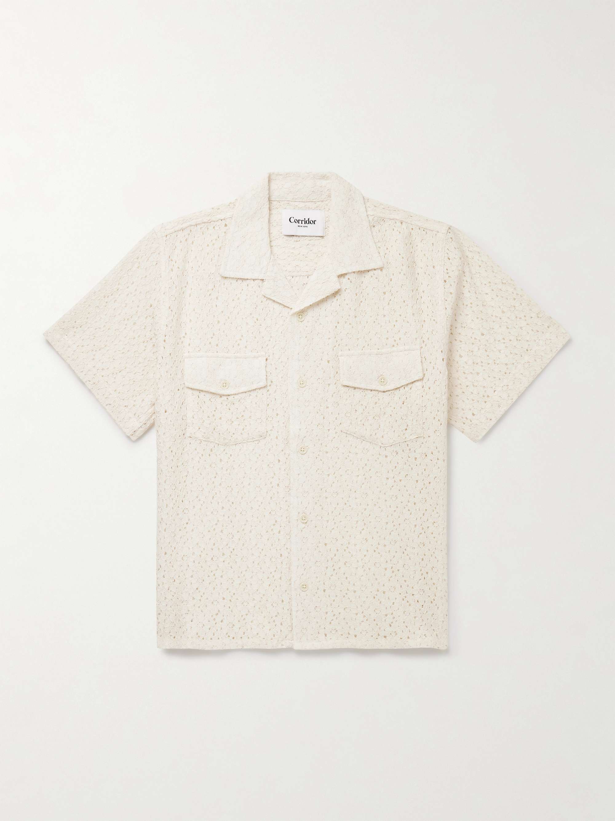 Camp-Collar Cotton and Nylon-Blend Lace Shirt view