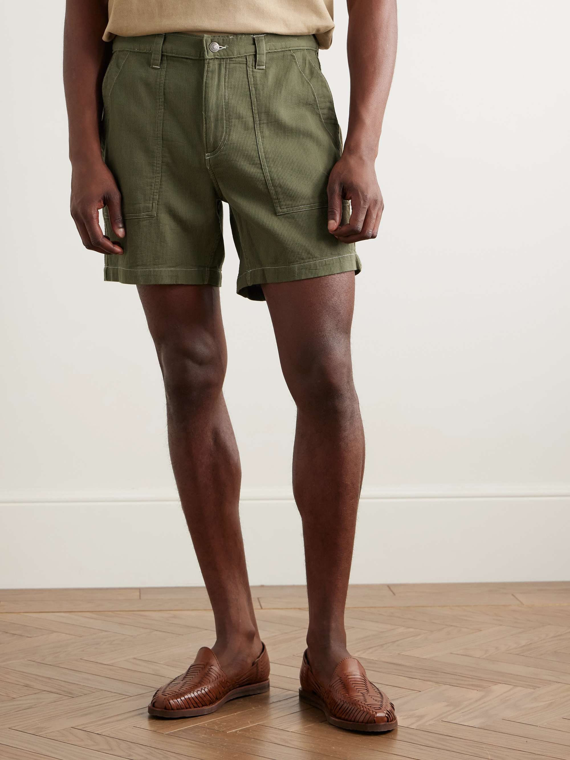 Bedford Straight-Leg Ribbed Cotton Shorts view