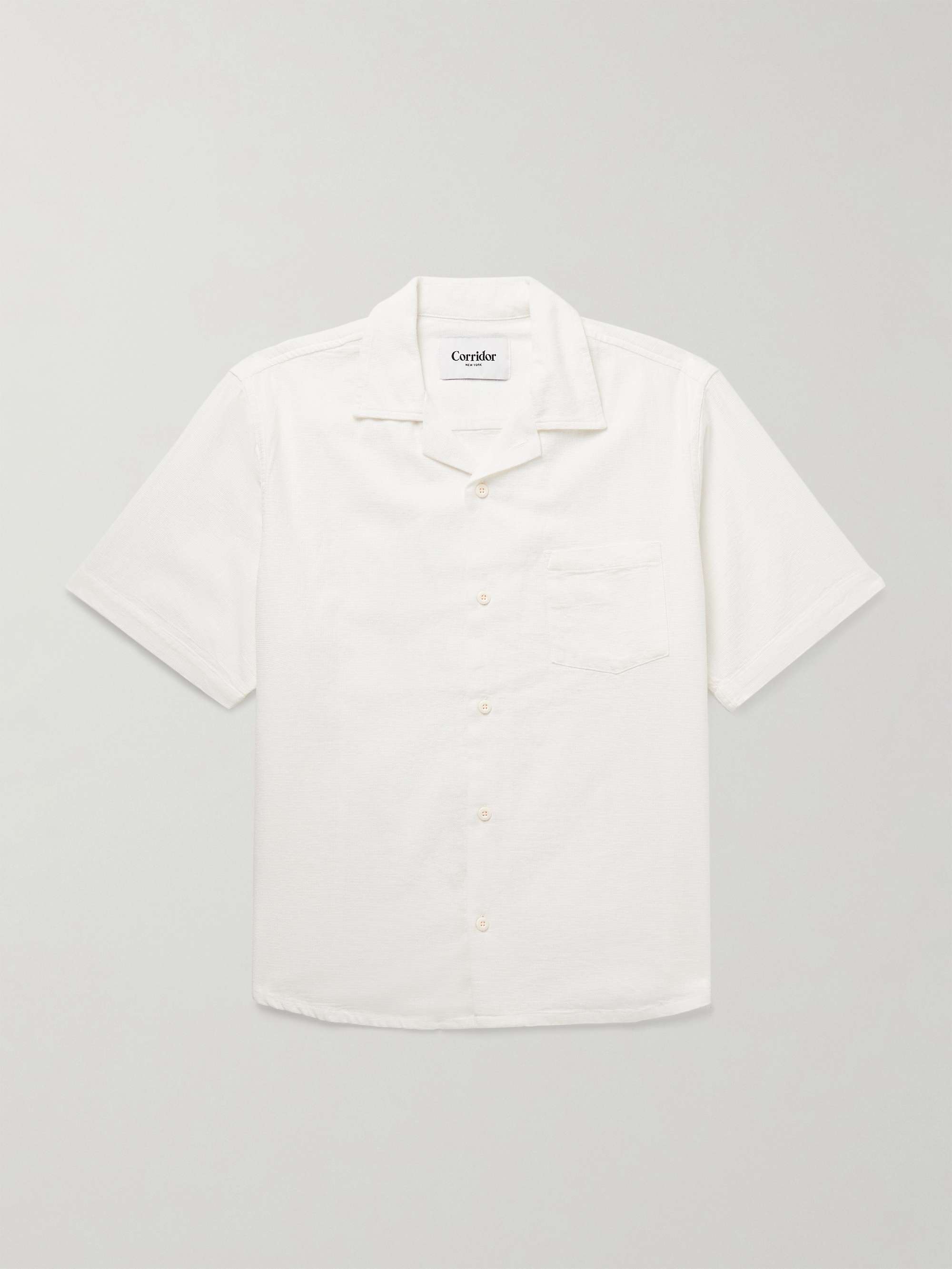 Camp-Collar Basketweave Cotton Shirt view