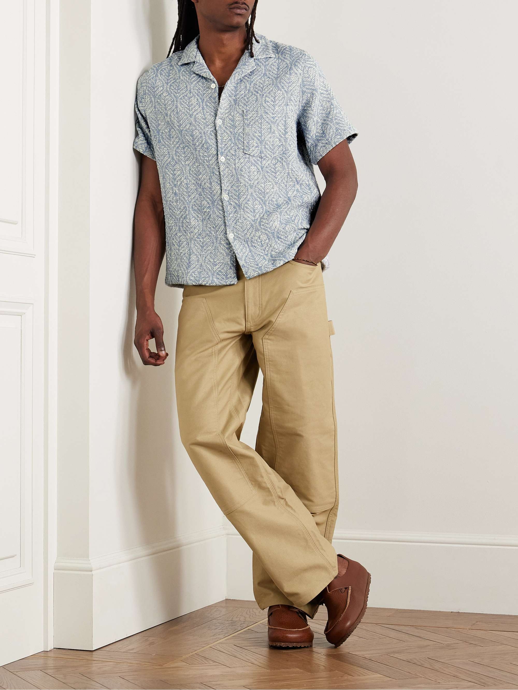 Pascal Camp-Collar Cotton-Blend Jacquard Shirt view