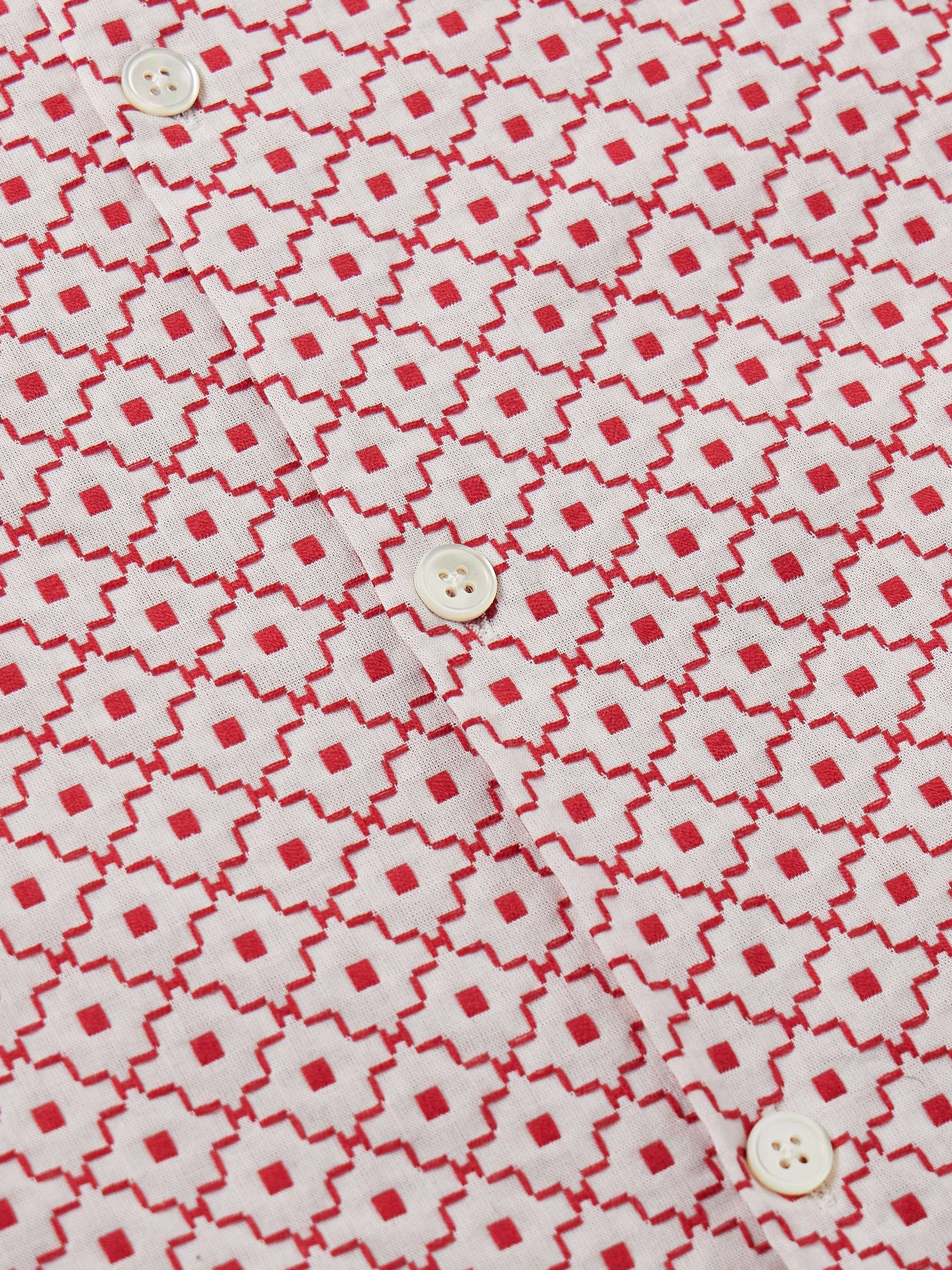 Tile Convertible-Collar Organic Cotton-Jacquard Shirt view