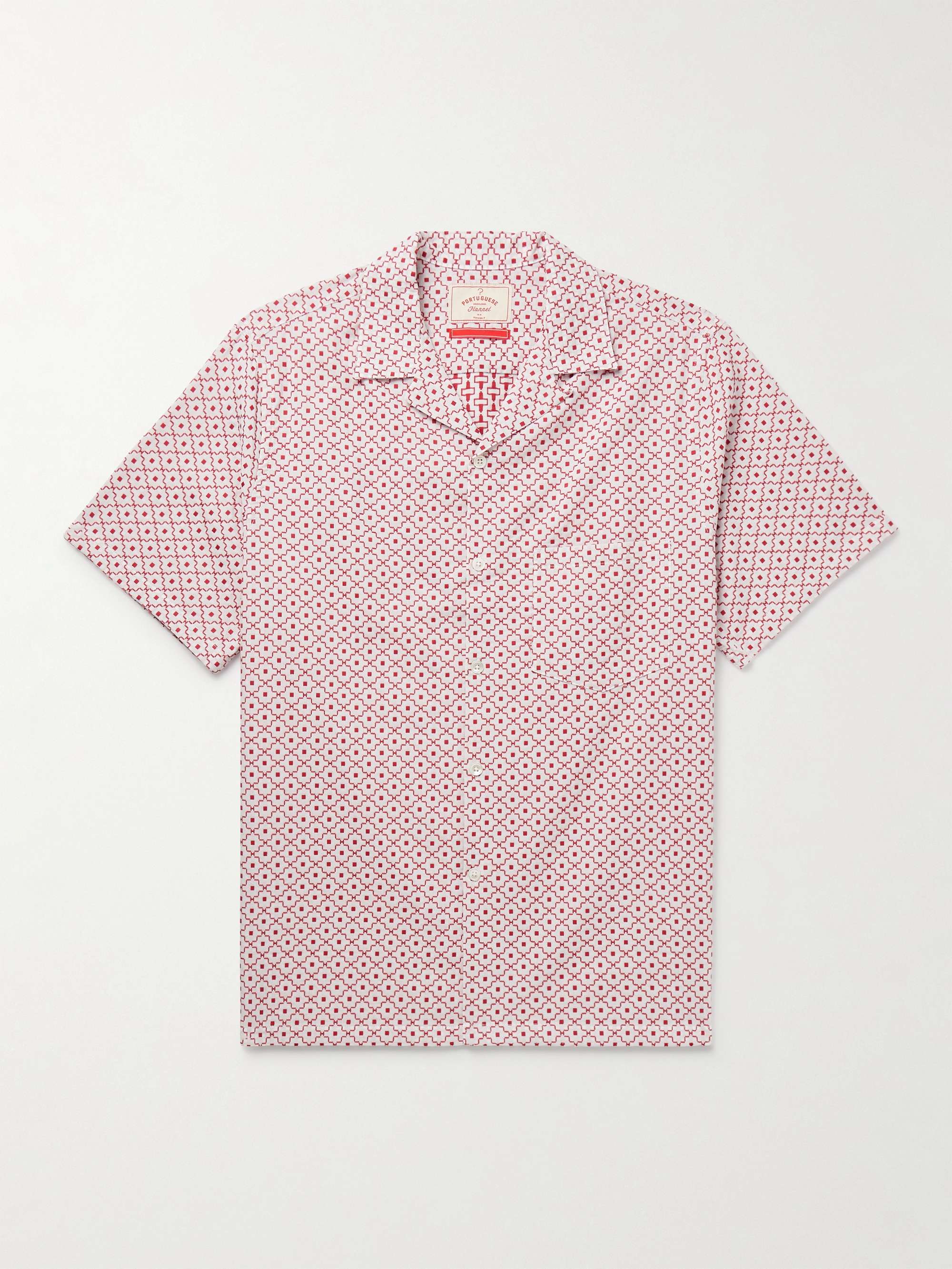 Tile Convertible-Collar Organic Cotton-Jacquard Shirt view