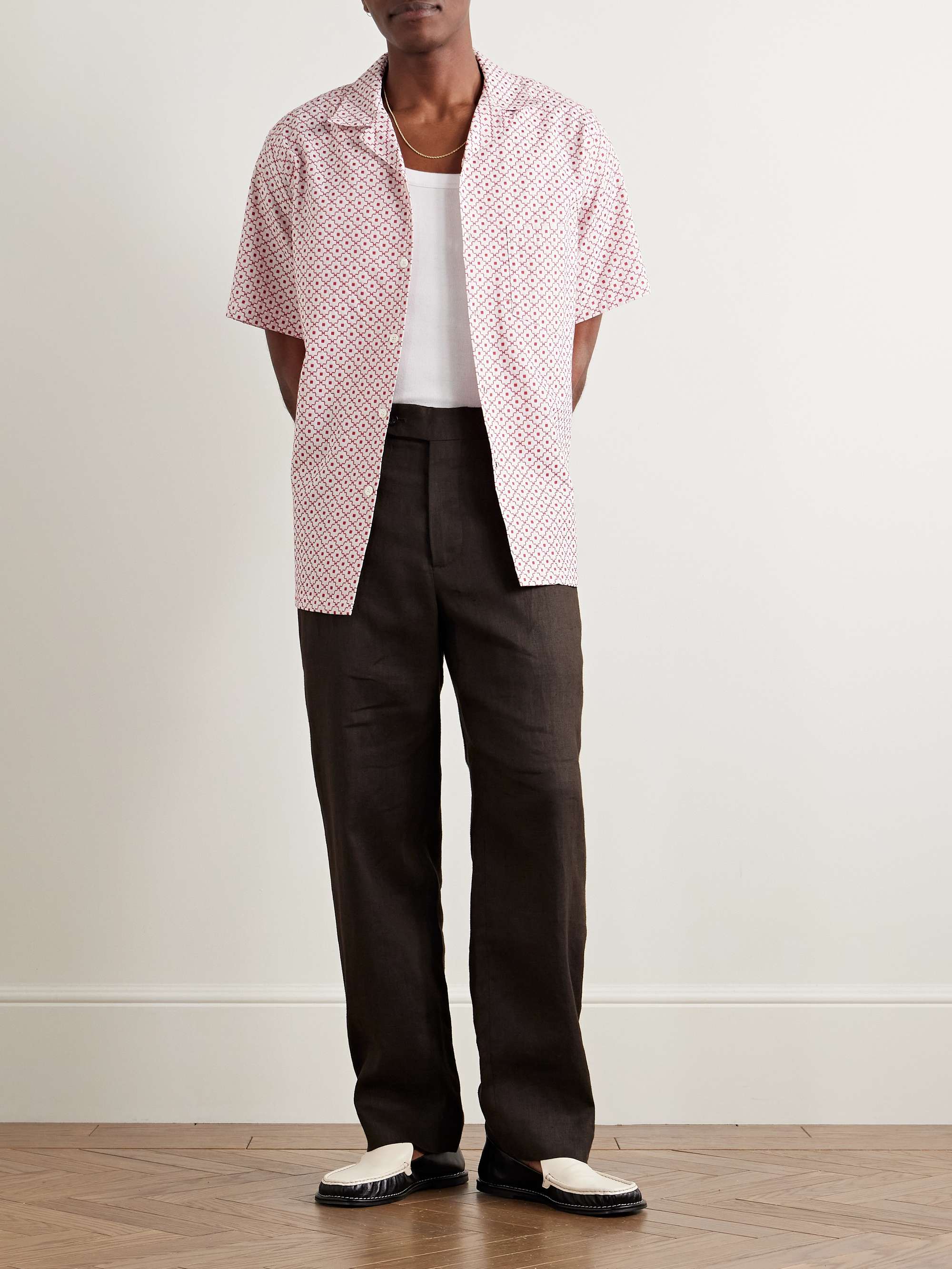 Tile Convertible-Collar Organic Cotton-Jacquard Shirt view