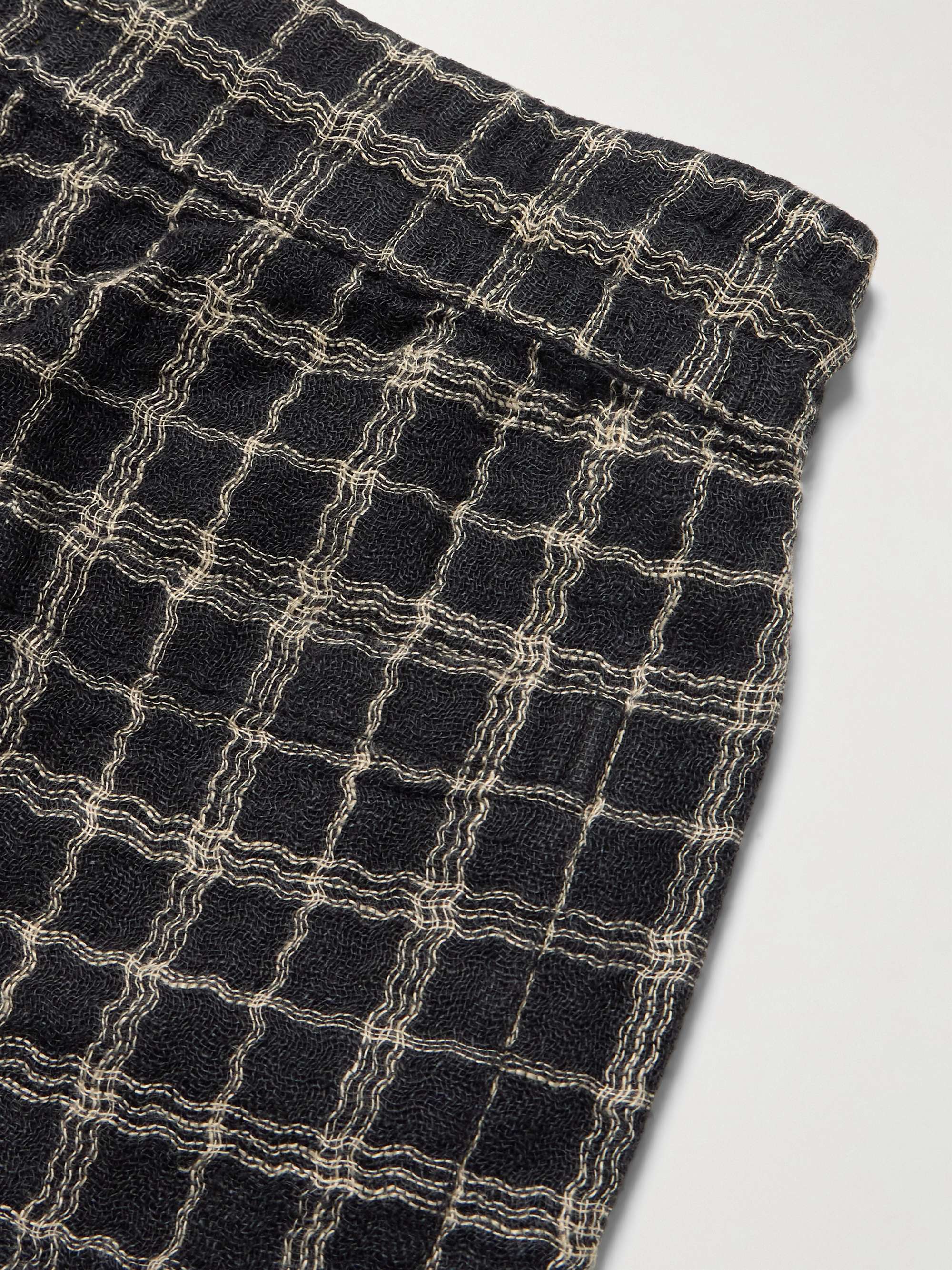 Dorne Straight-Leg Checked Cotton and Linen-Blend Jacquard Drawstring Shorts view
