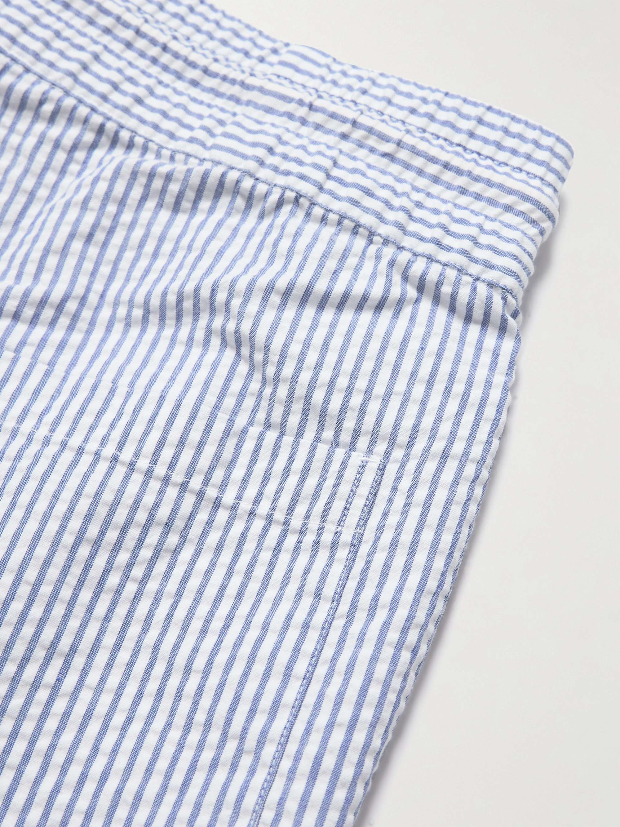 Straight-Leg Striped Cotton-Seersucker Drawstring Shorts view
