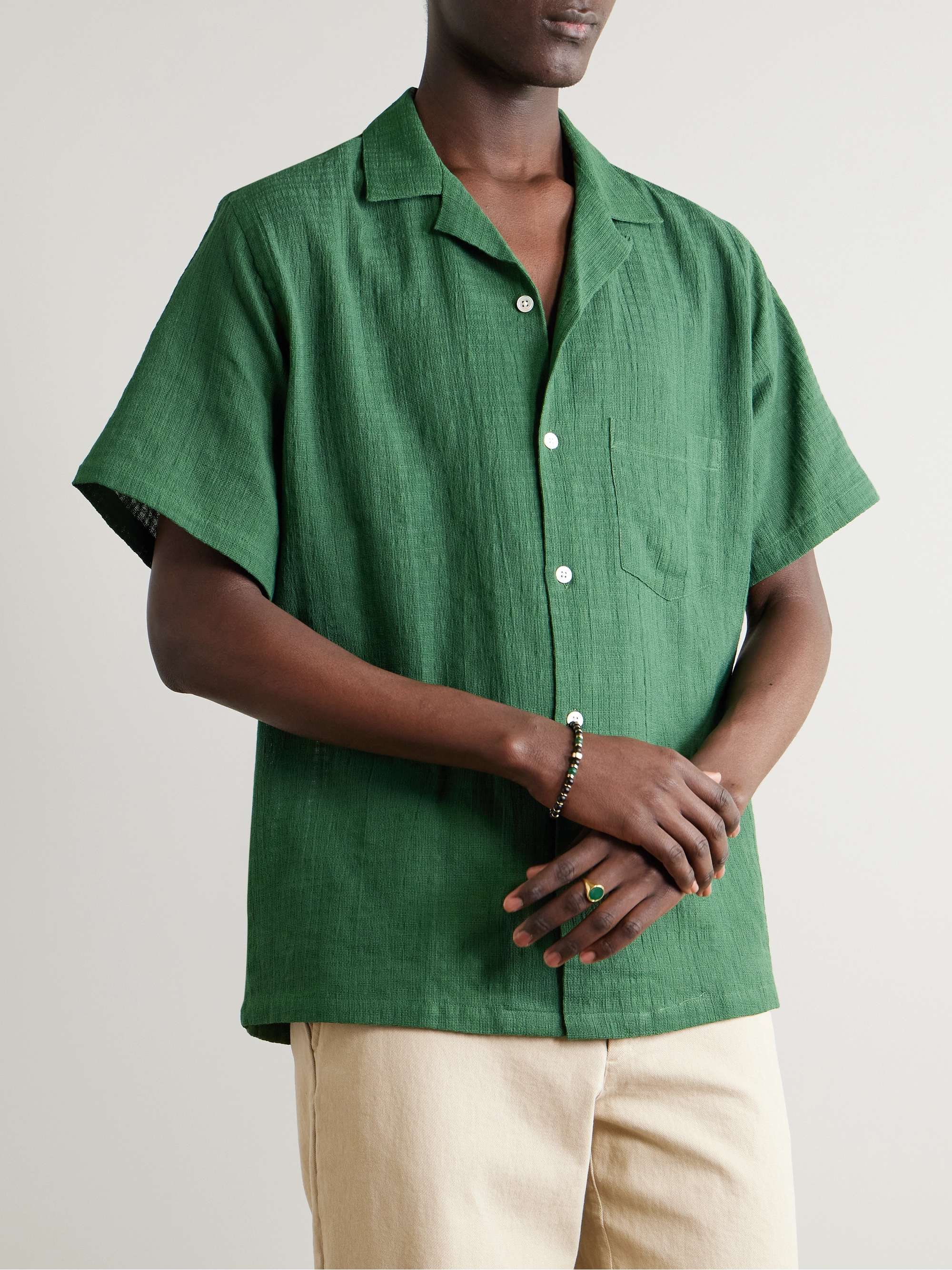Grain Convertible-Collar Cotton-Gauze Shirt view