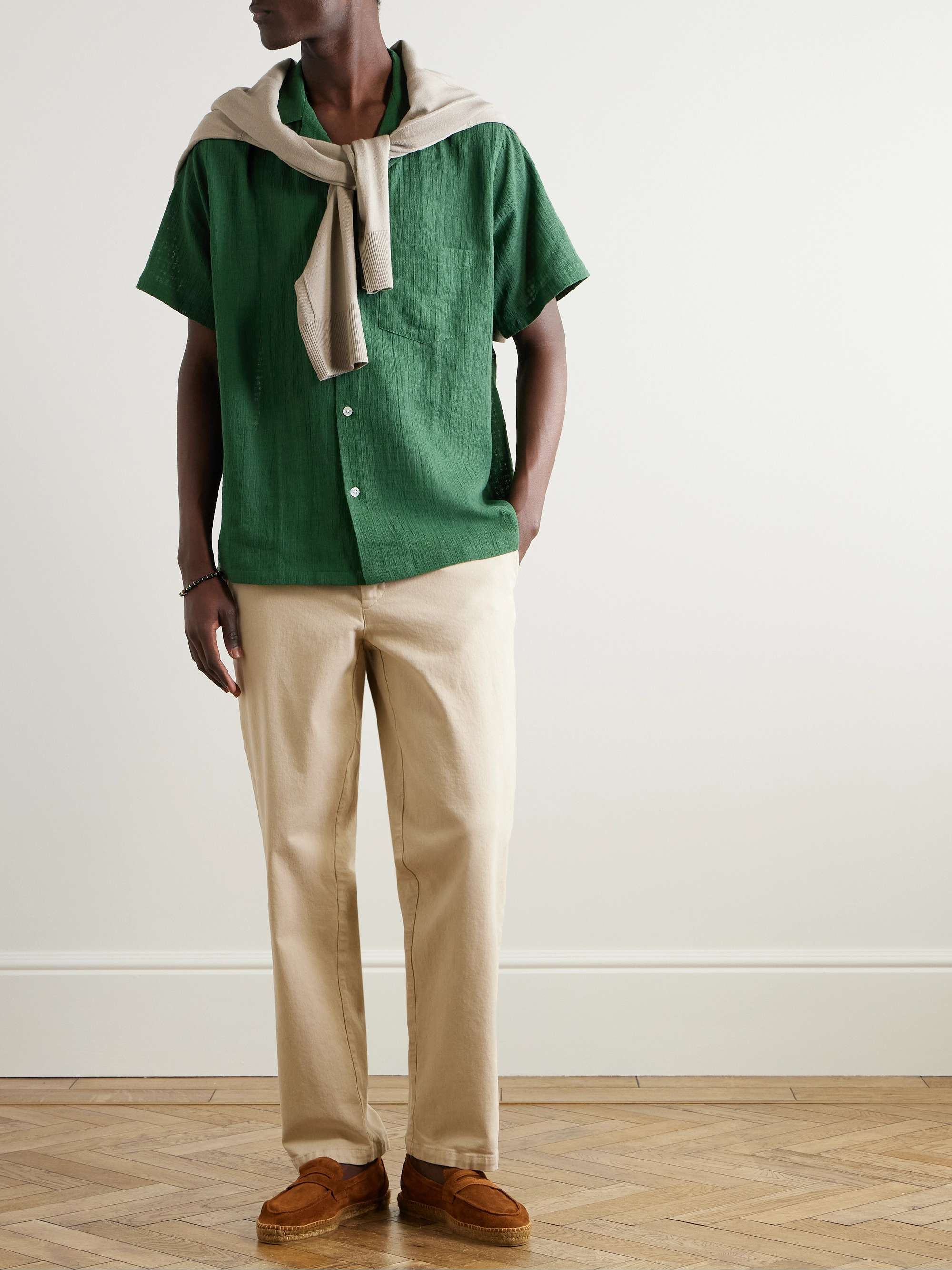 Grain Convertible-Collar Cotton-Gauze Shirt view
