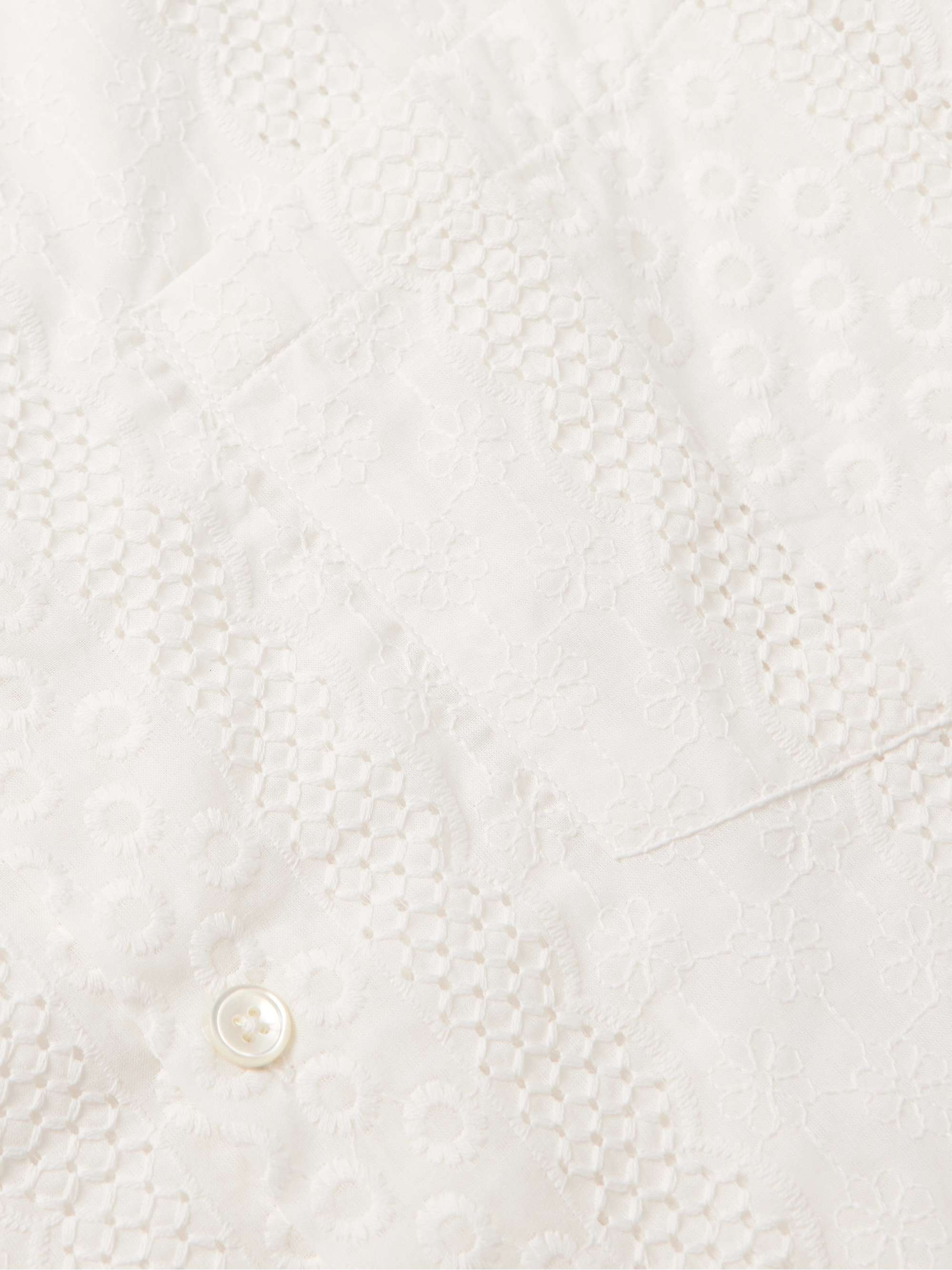 Santos Convertible-Collar Embroidered Cotton-Voile Shirt view