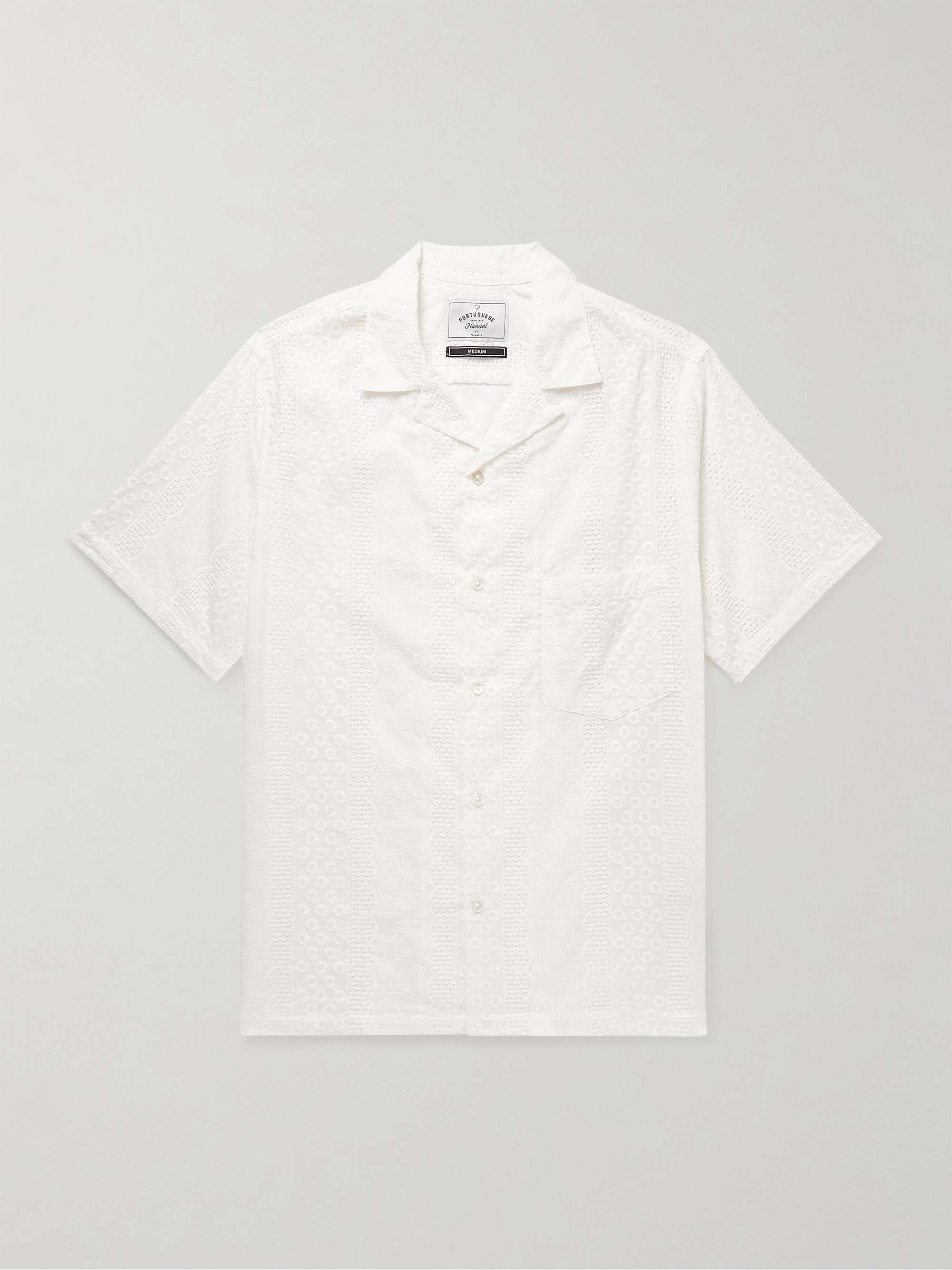 Santos Convertible-Collar Embroidered Cotton-Voile Shirt view