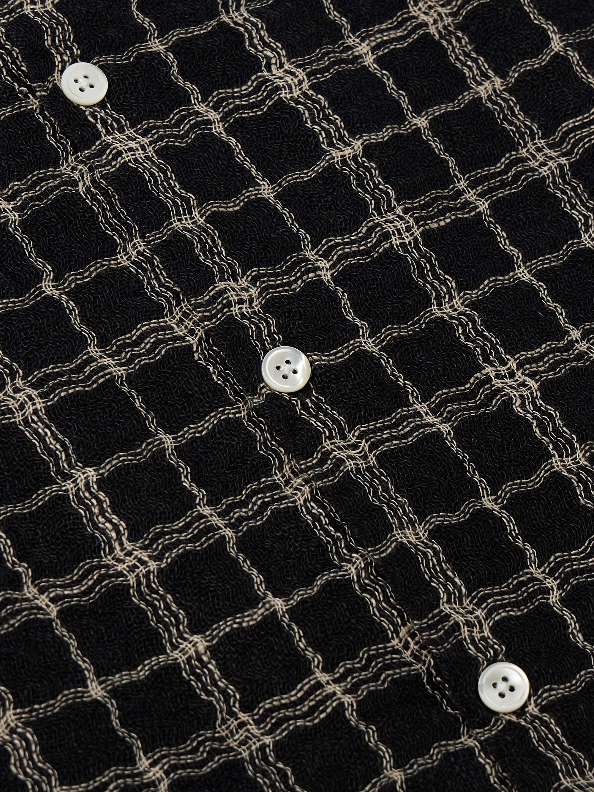 Dorne Convertible-Collar Checked Cotton and Linen-Blend Gauze Shirt view