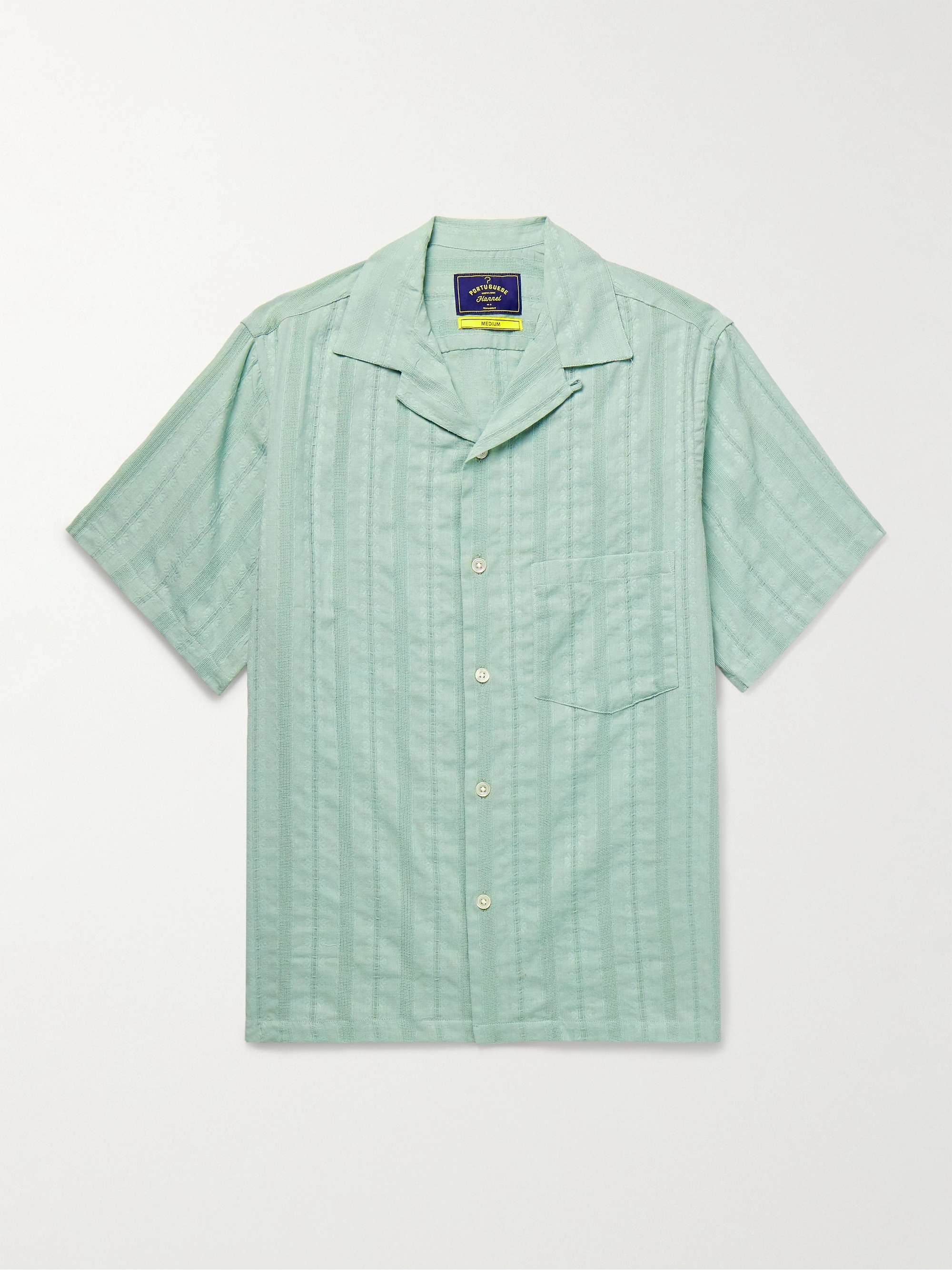 Almada Convertible-Collar Embroidered Cotton-Gauze Shirt view