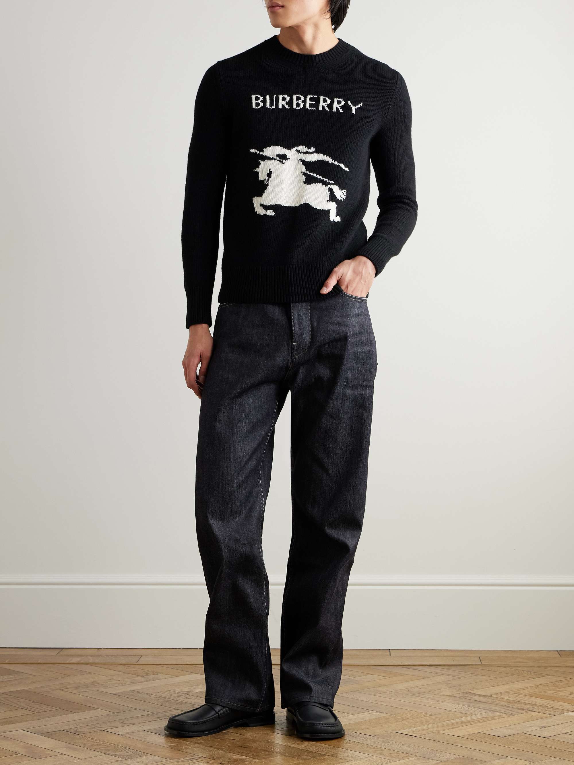 Logo-Jacquard Wool and Cashmere-Blend Sweater view