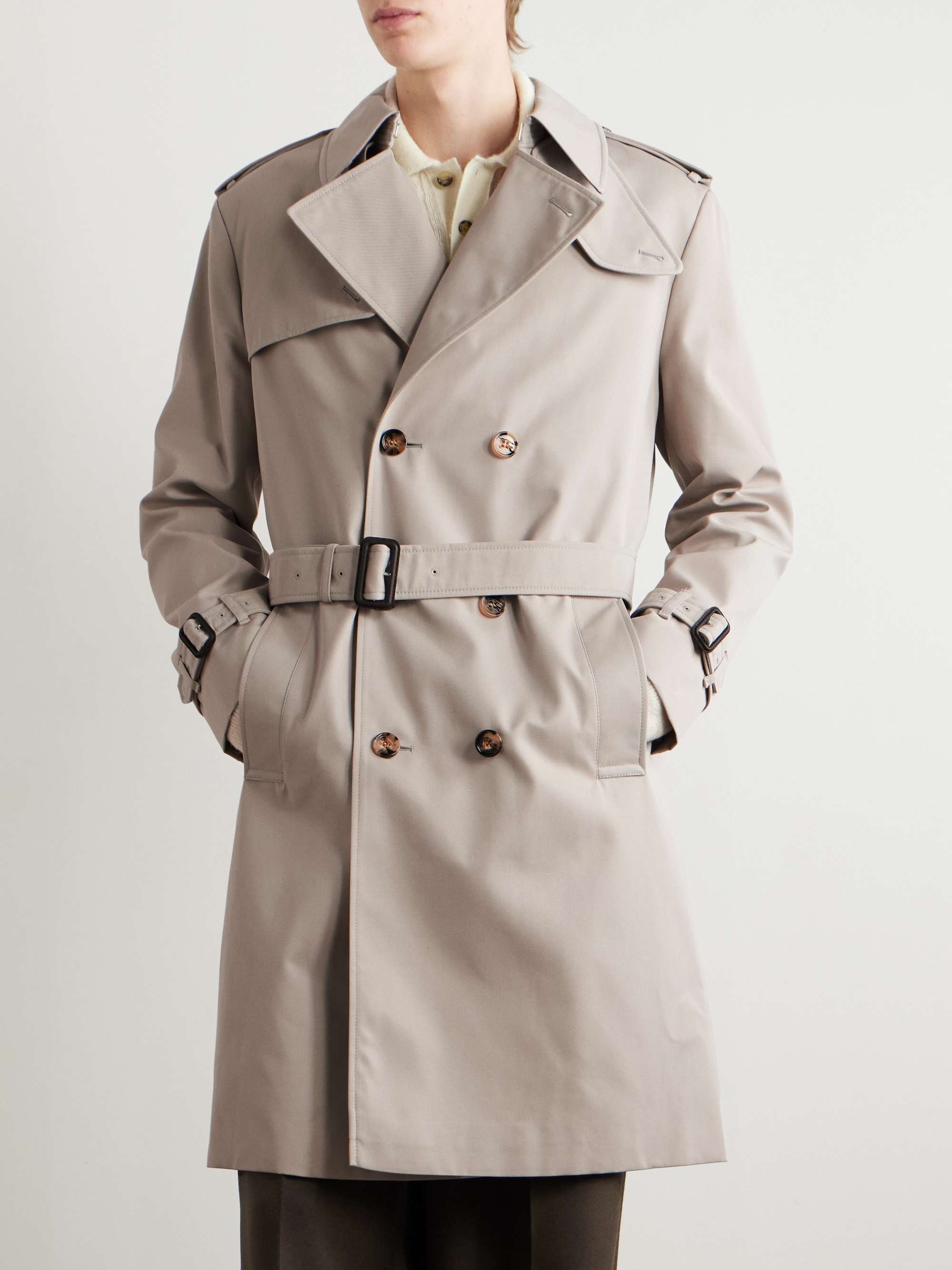 Double-Breasted Belted Gabardine Trench Coat view