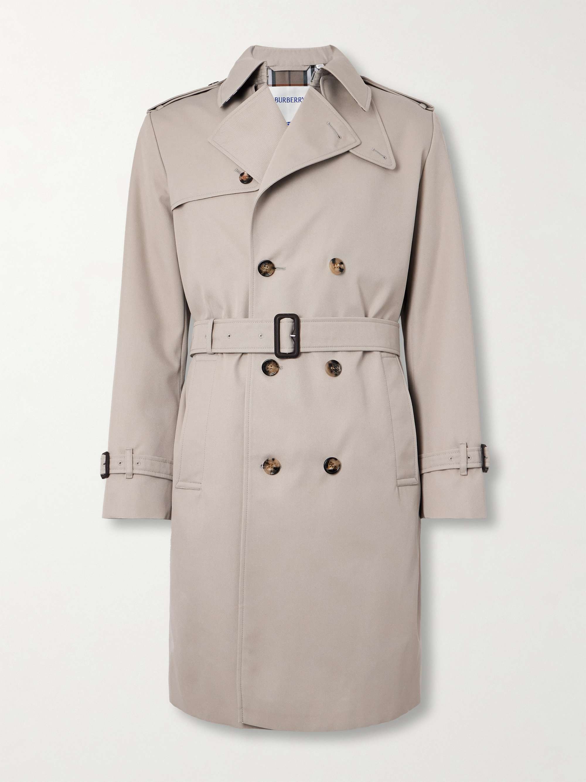 Double-Breasted Belted Gabardine Trench Coat view