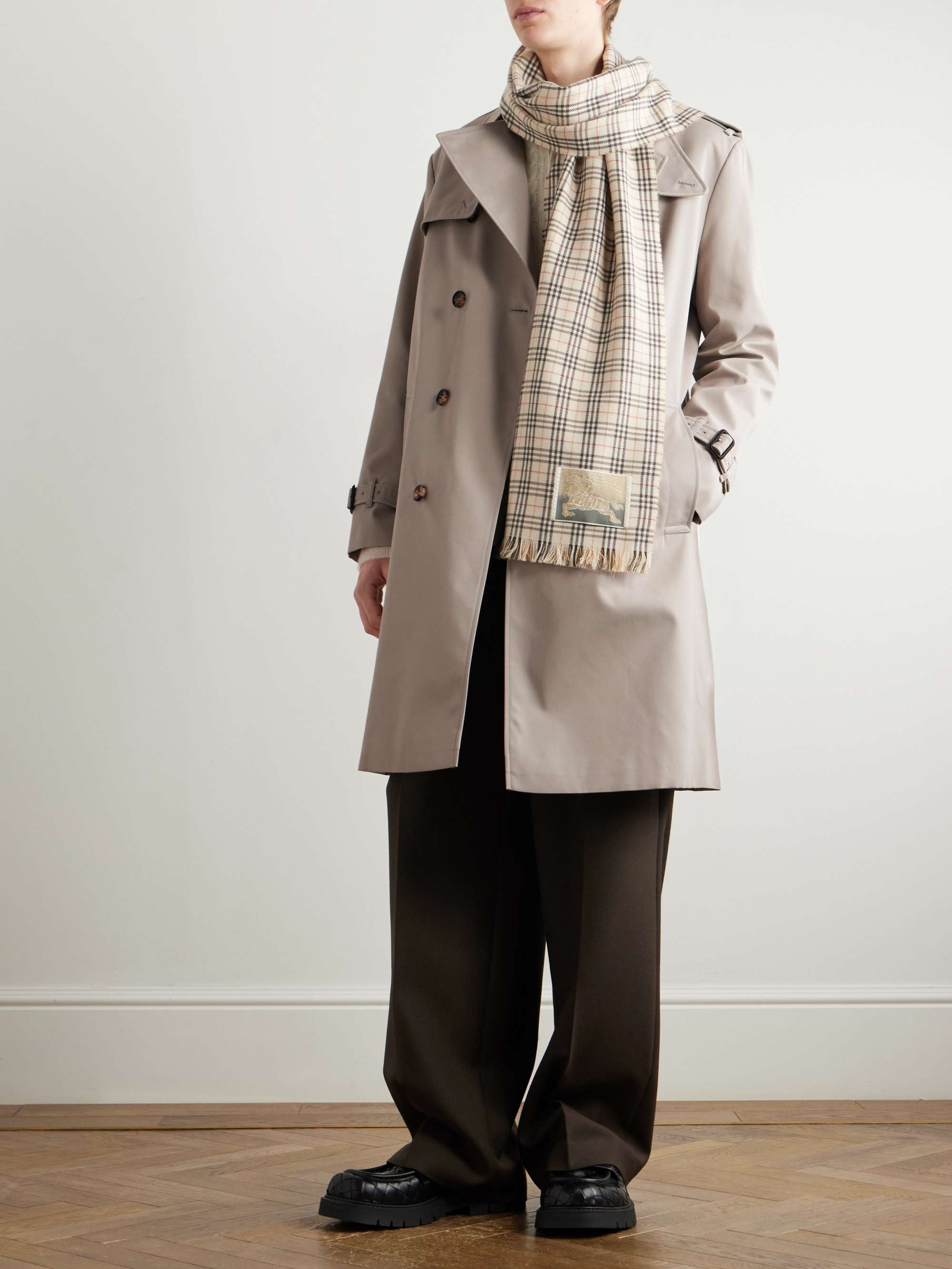 Double-Breasted Belted Gabardine Trench Coat view