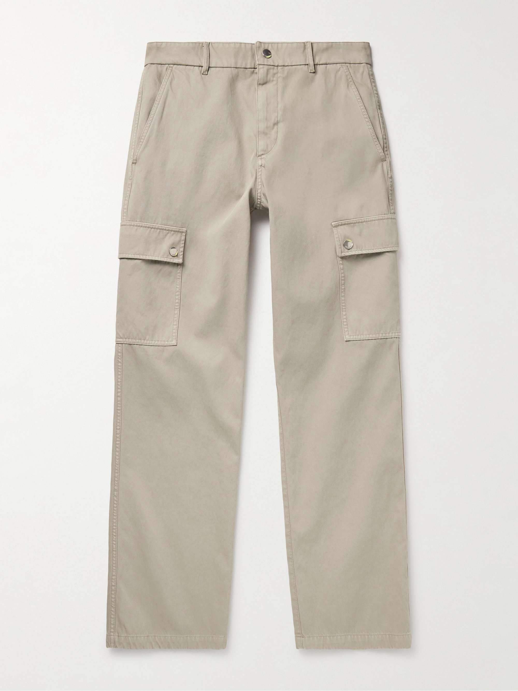 Straight-Leg Garment-Dyed Cotton-Twill Cargo Trousers view