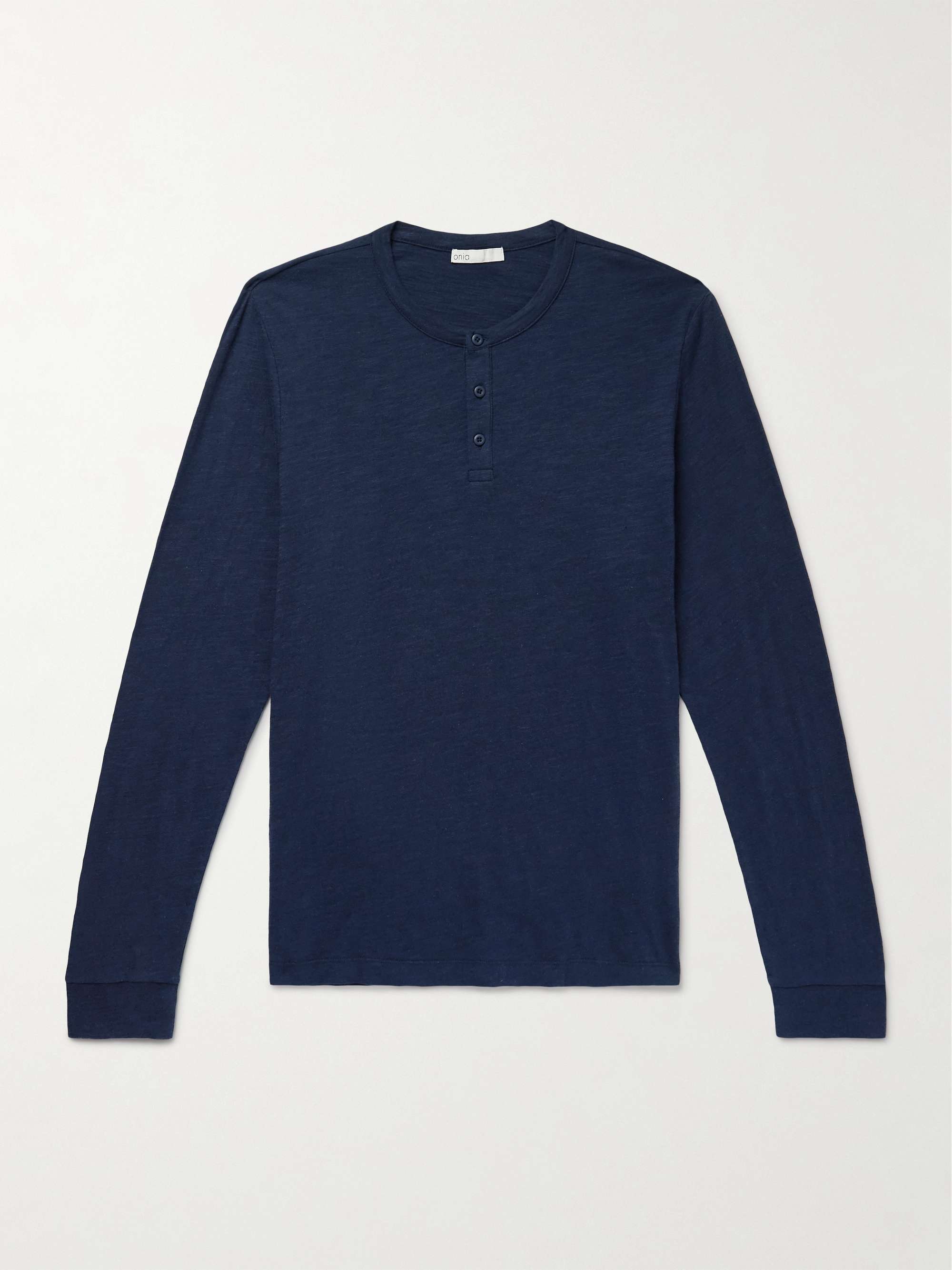 Slub Linen-Jersey Henley Top view