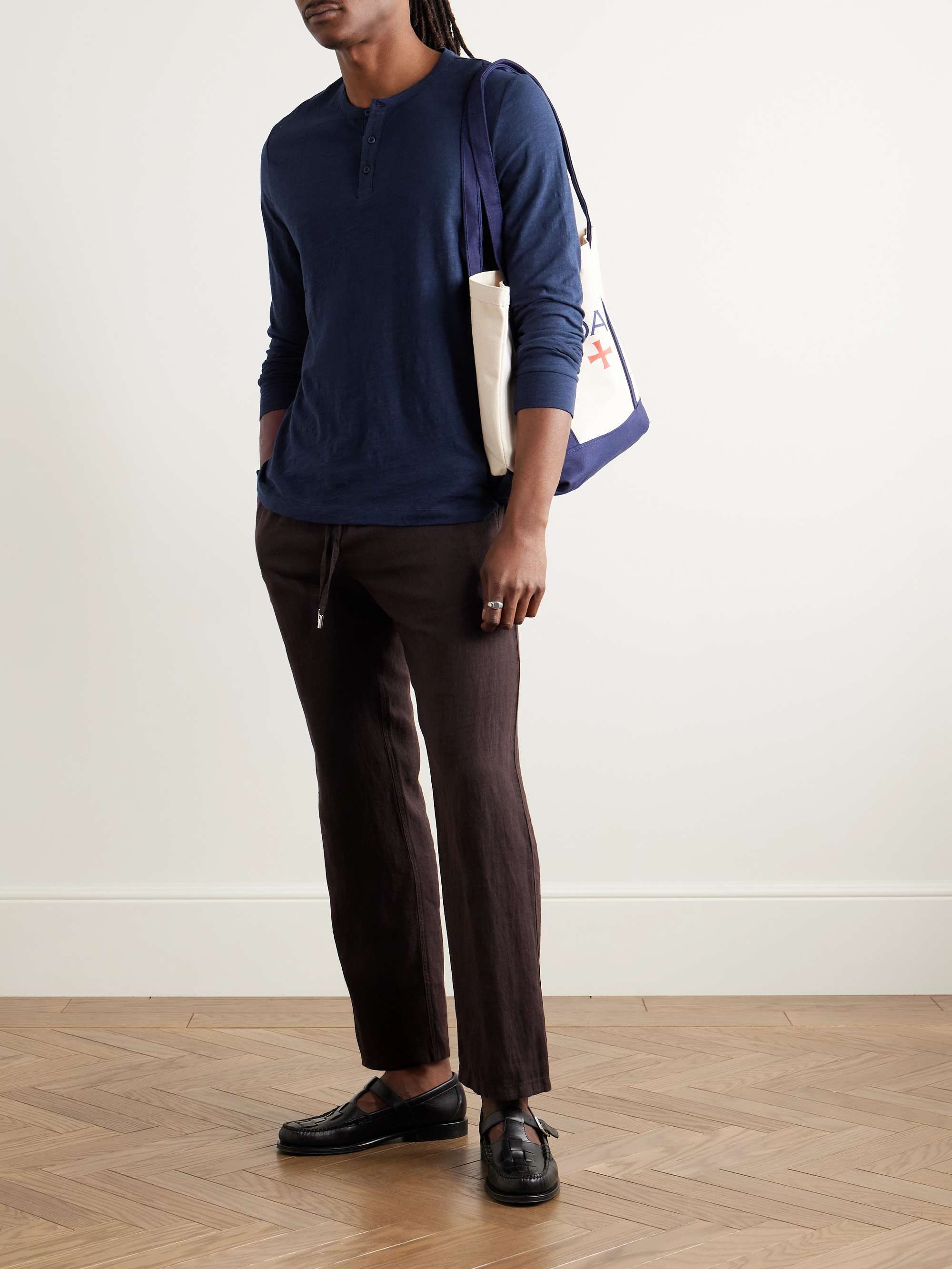 Slub Linen-Jersey Henley Top view