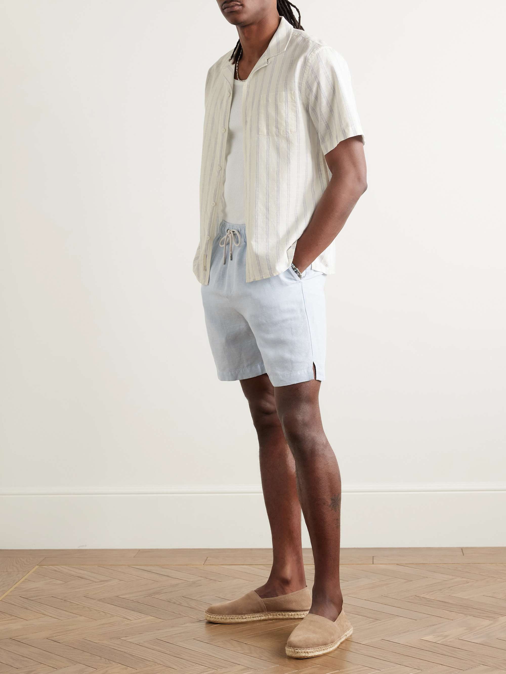 Vacation Convertible-Collar Striped Cotton and Linen-Blend Shirt view