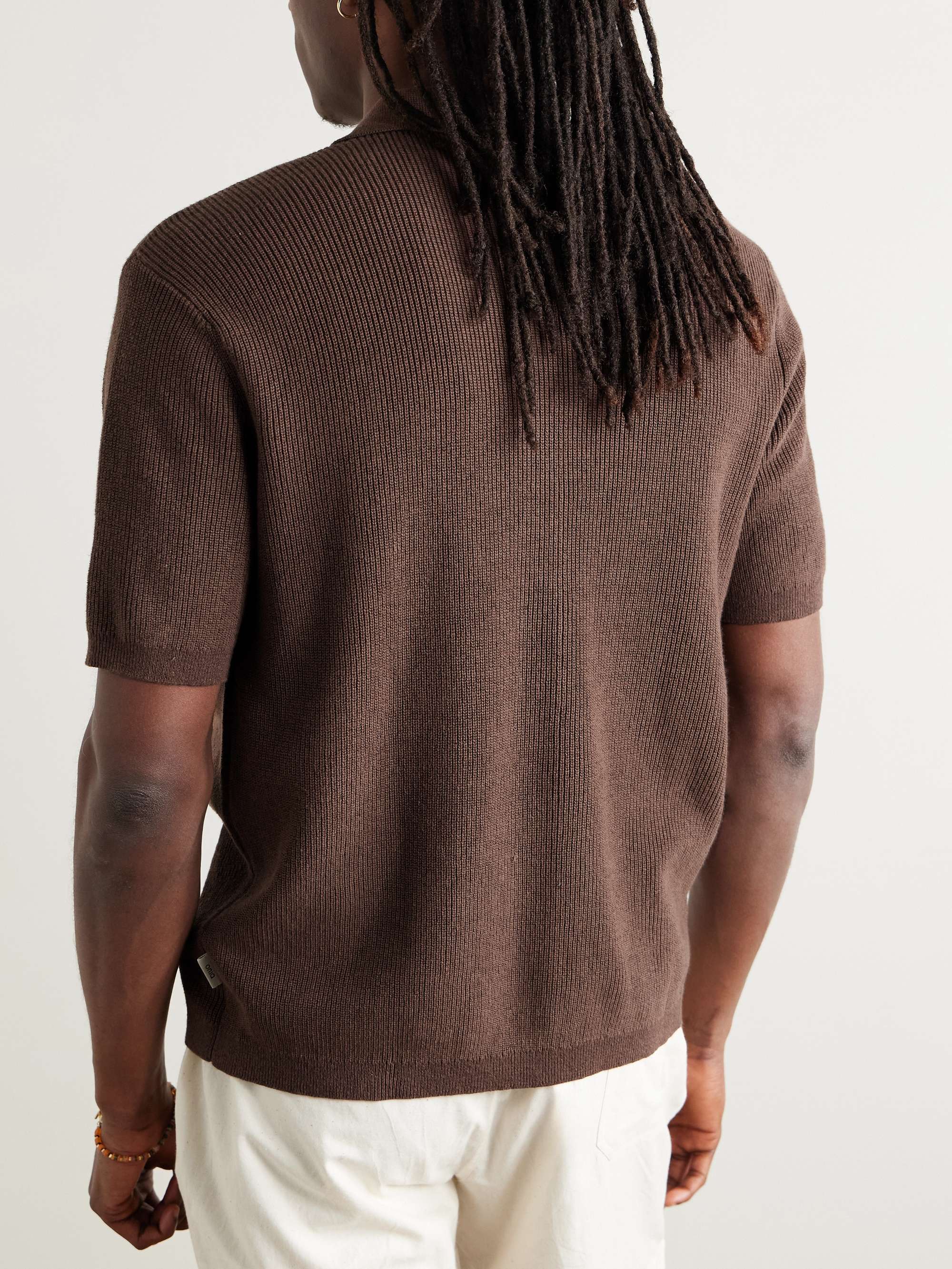 Camp-Collar Ribbed Linen and Cotton-Blend Shirt view