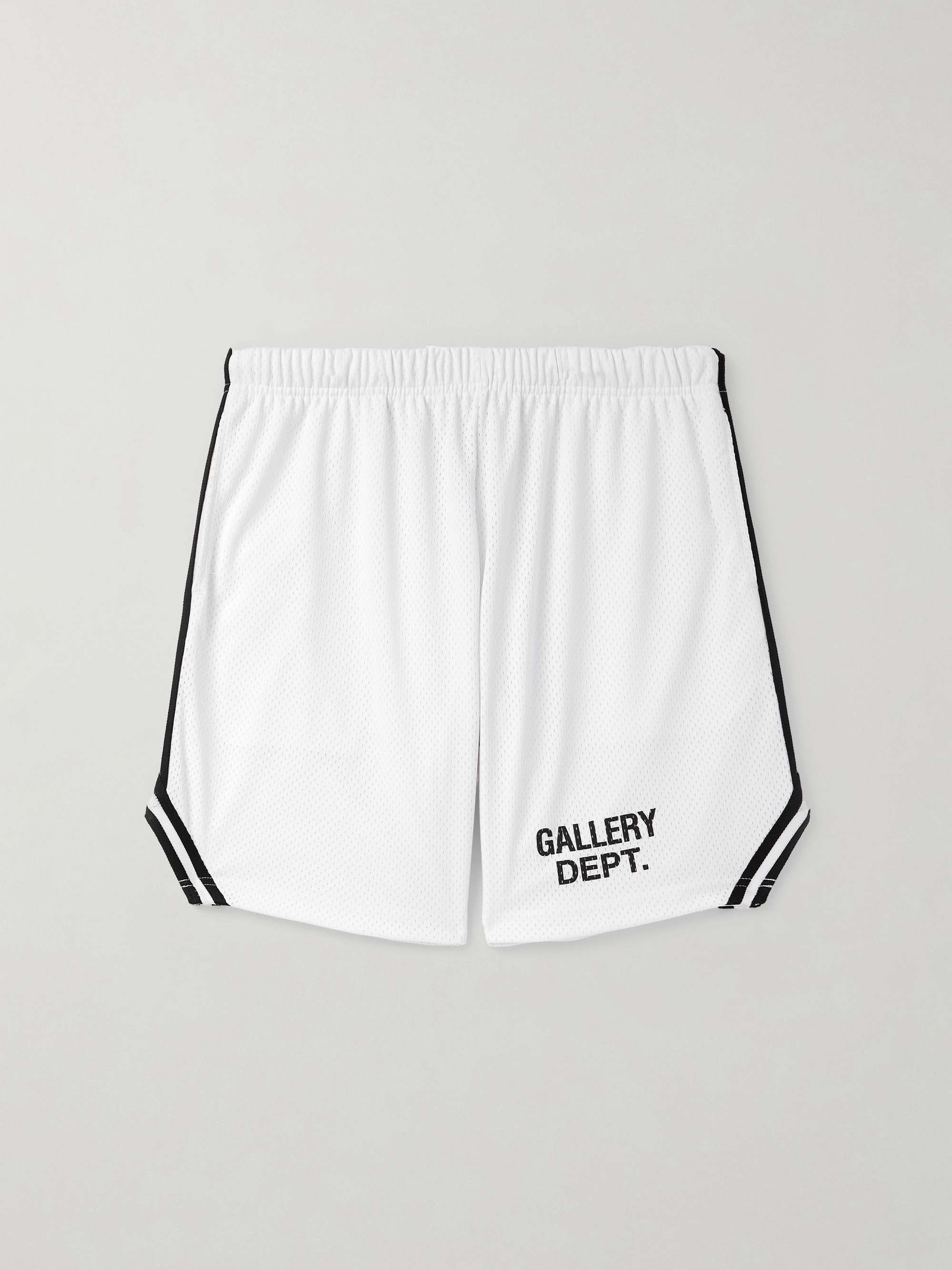 Venice Court Wide-Leg Logo-Print Webbing-Trimmed Mesh Shorts view