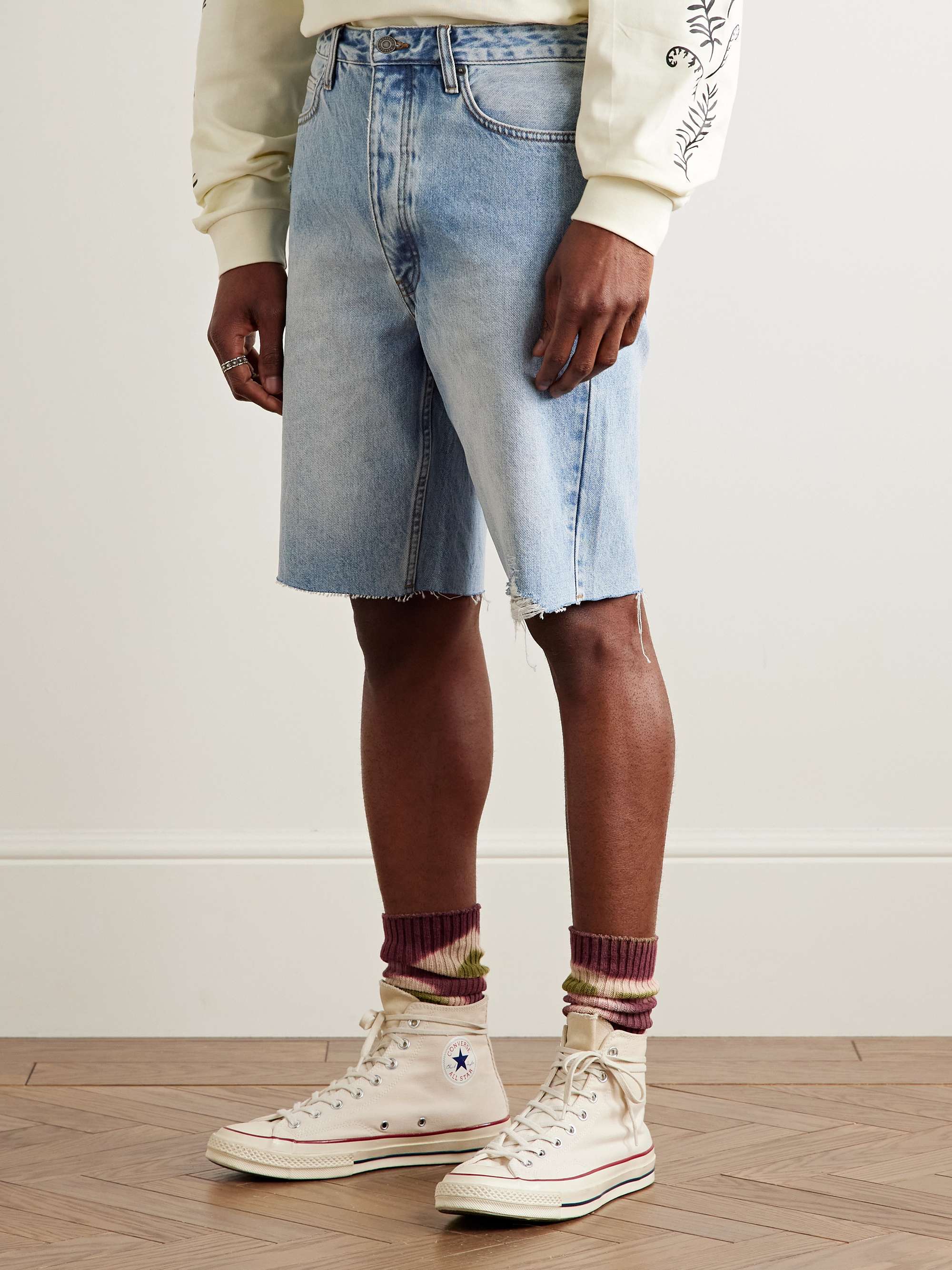 Tama Slim-Fit Straight-Leg Distressed Denim Shorts view
