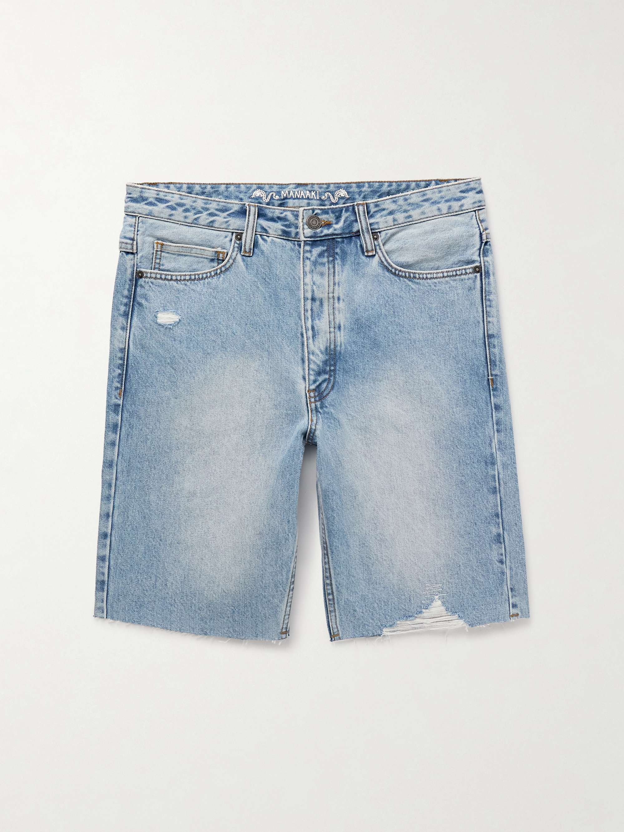 Tama Slim-Fit Straight-Leg Distressed Denim Shorts view