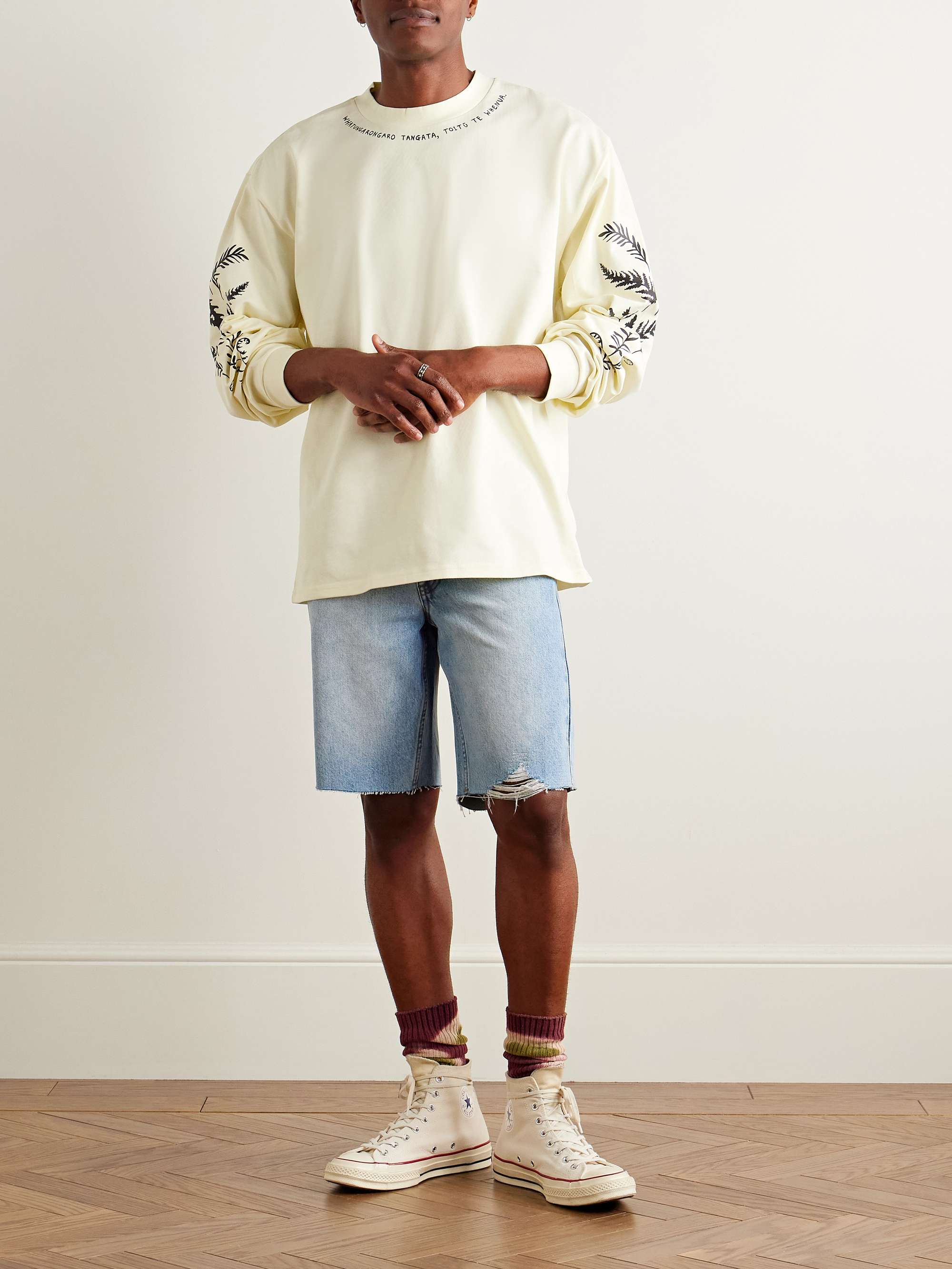 Tama Slim-Fit Straight-Leg Distressed Denim Shorts view
