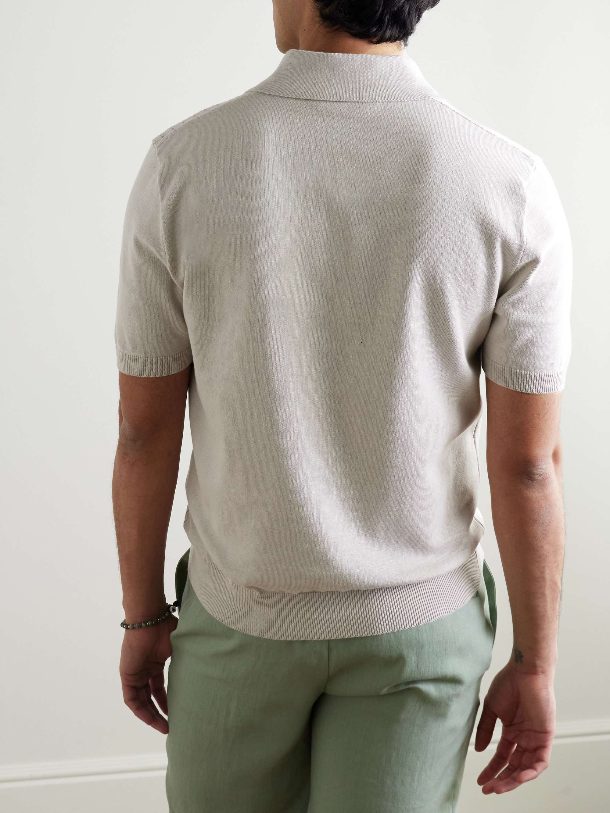Pointelle-Knit Organic Cotton Polo Shirt view