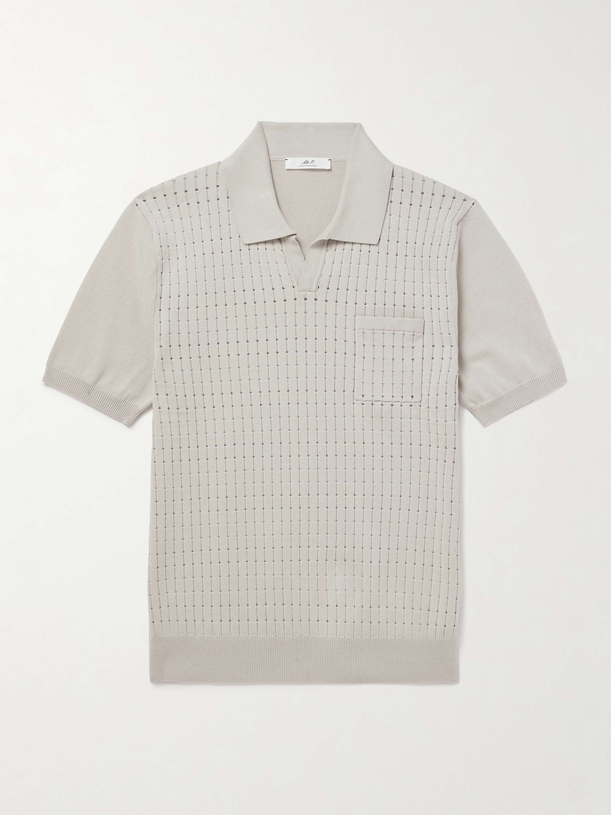 Pointelle-Knit Organic Cotton Polo Shirt view
