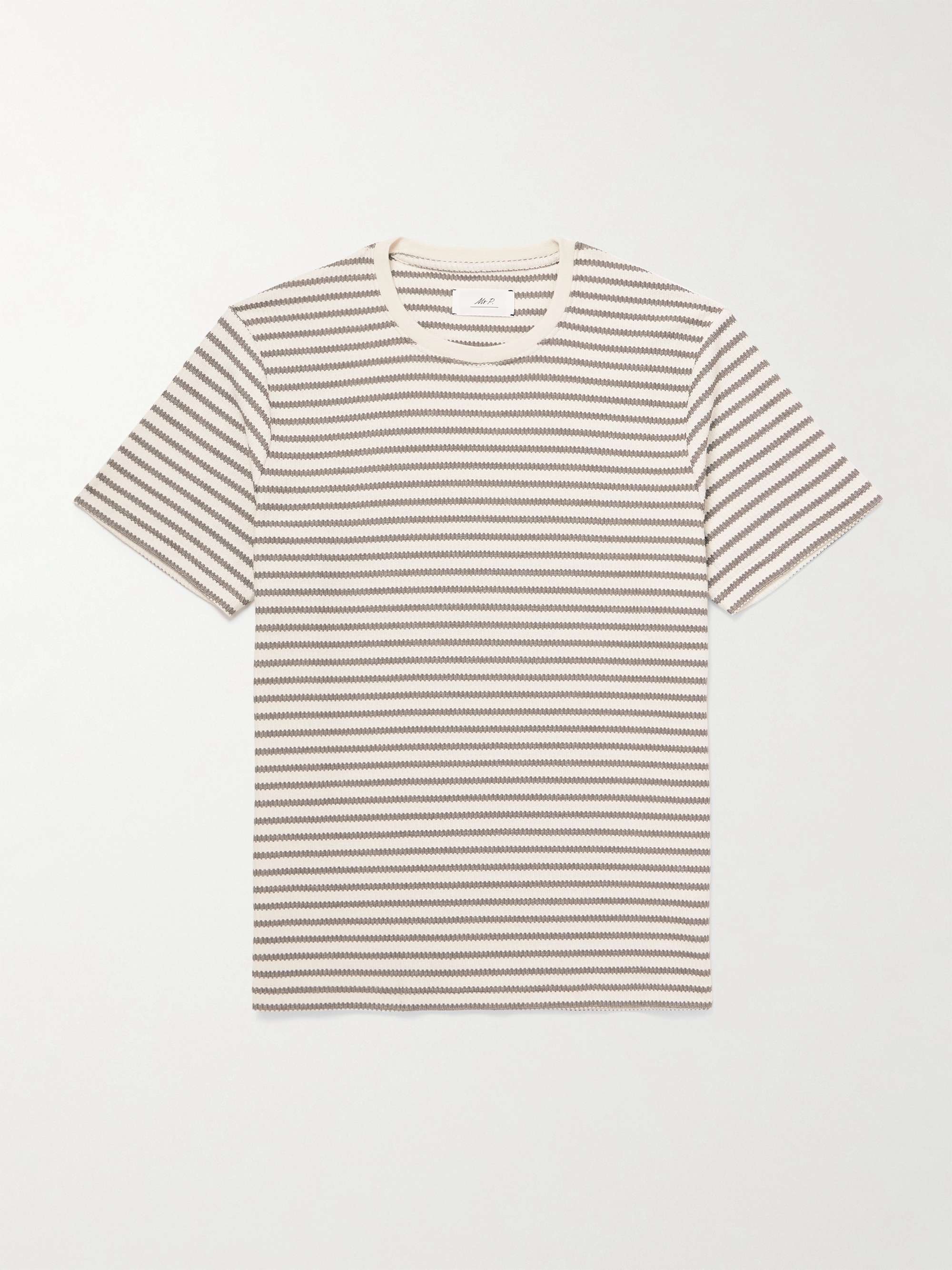 Striped Ribbed Cotton-Jersey T-Shirt view