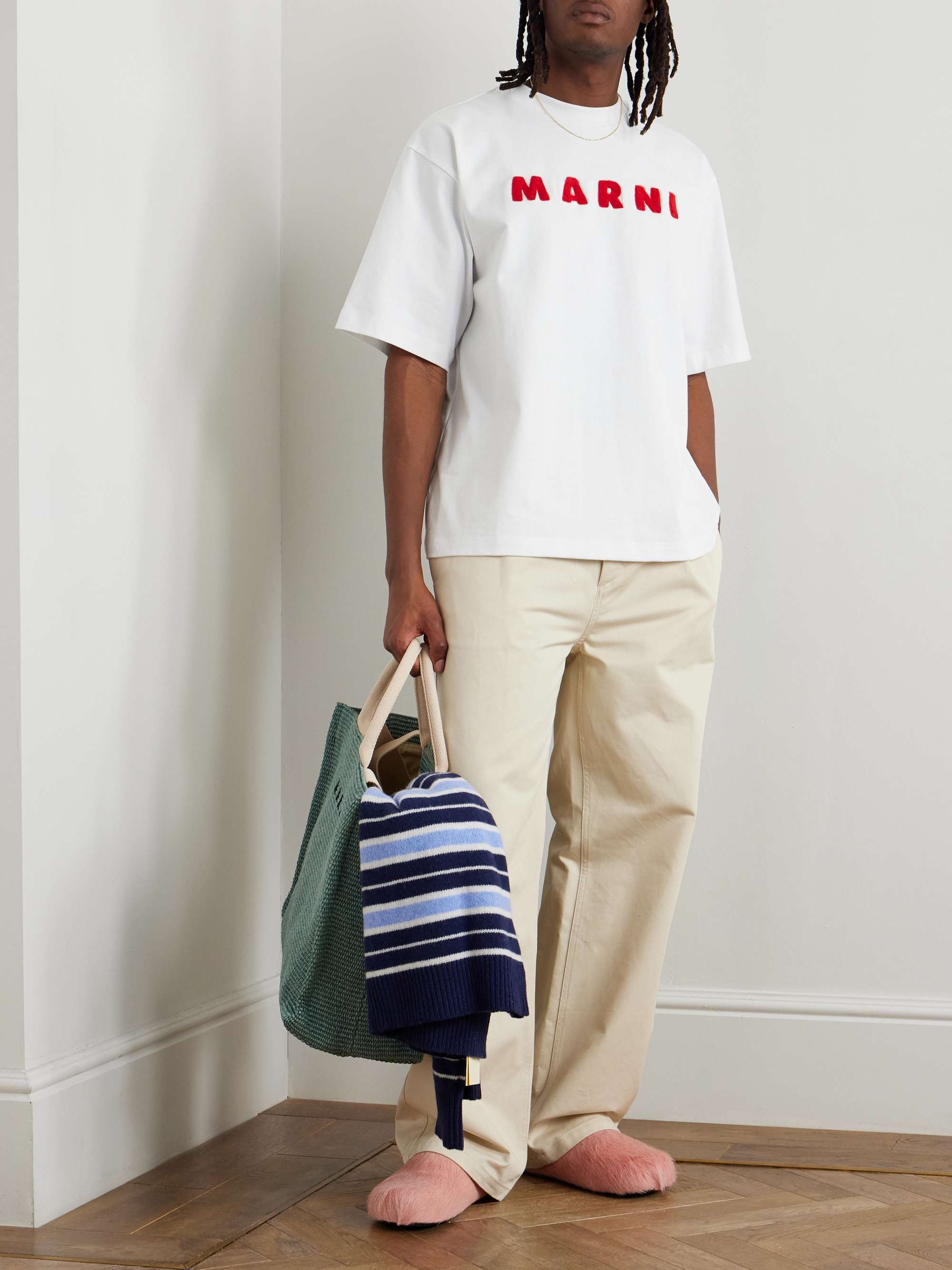 Logo-Appliquéd Mohair-Trimmed Cotton-Jersey T-Shirt view