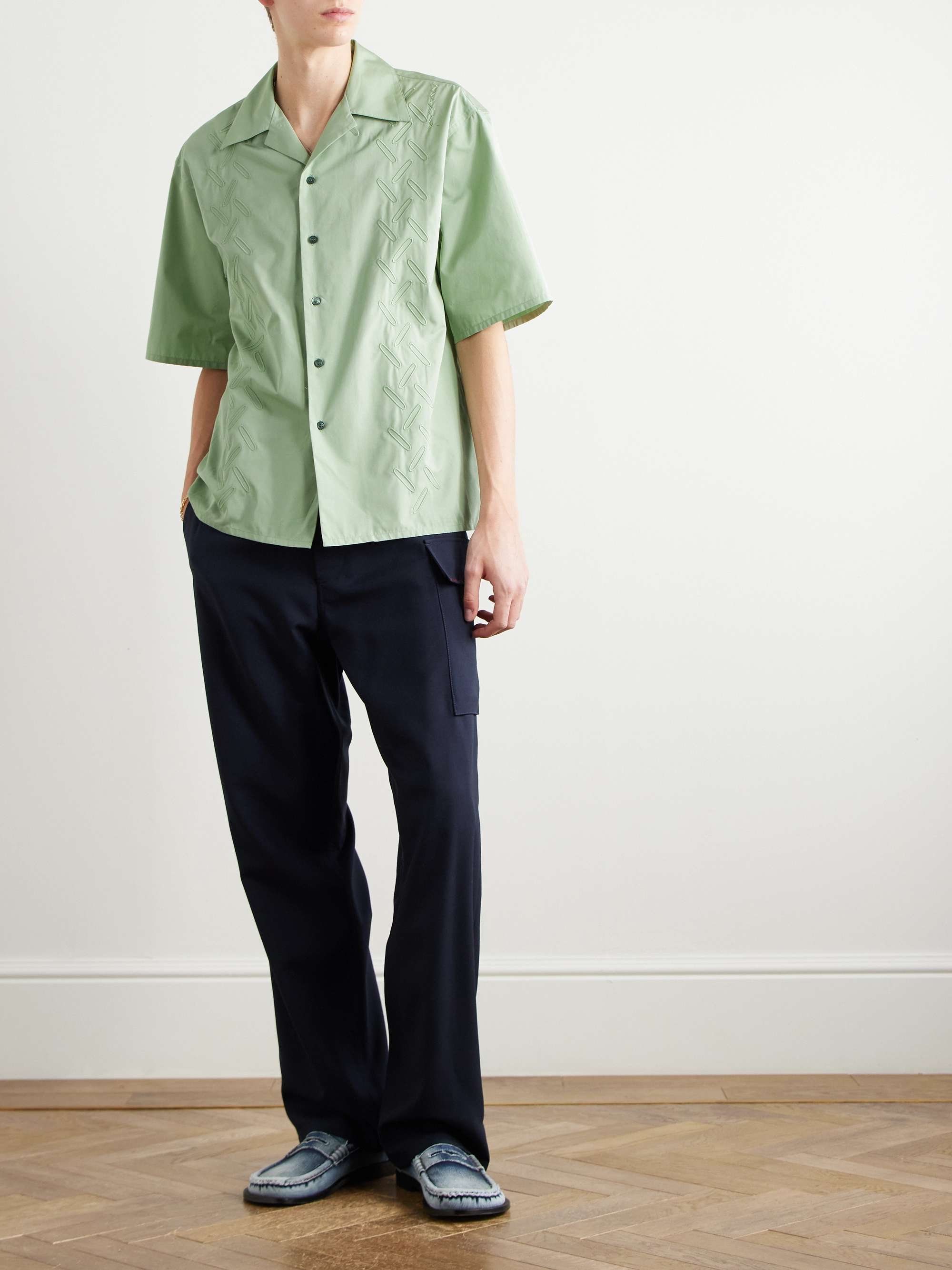 Confetti Convertible-Collar Embroidered Cotton-Poplin Shirt view