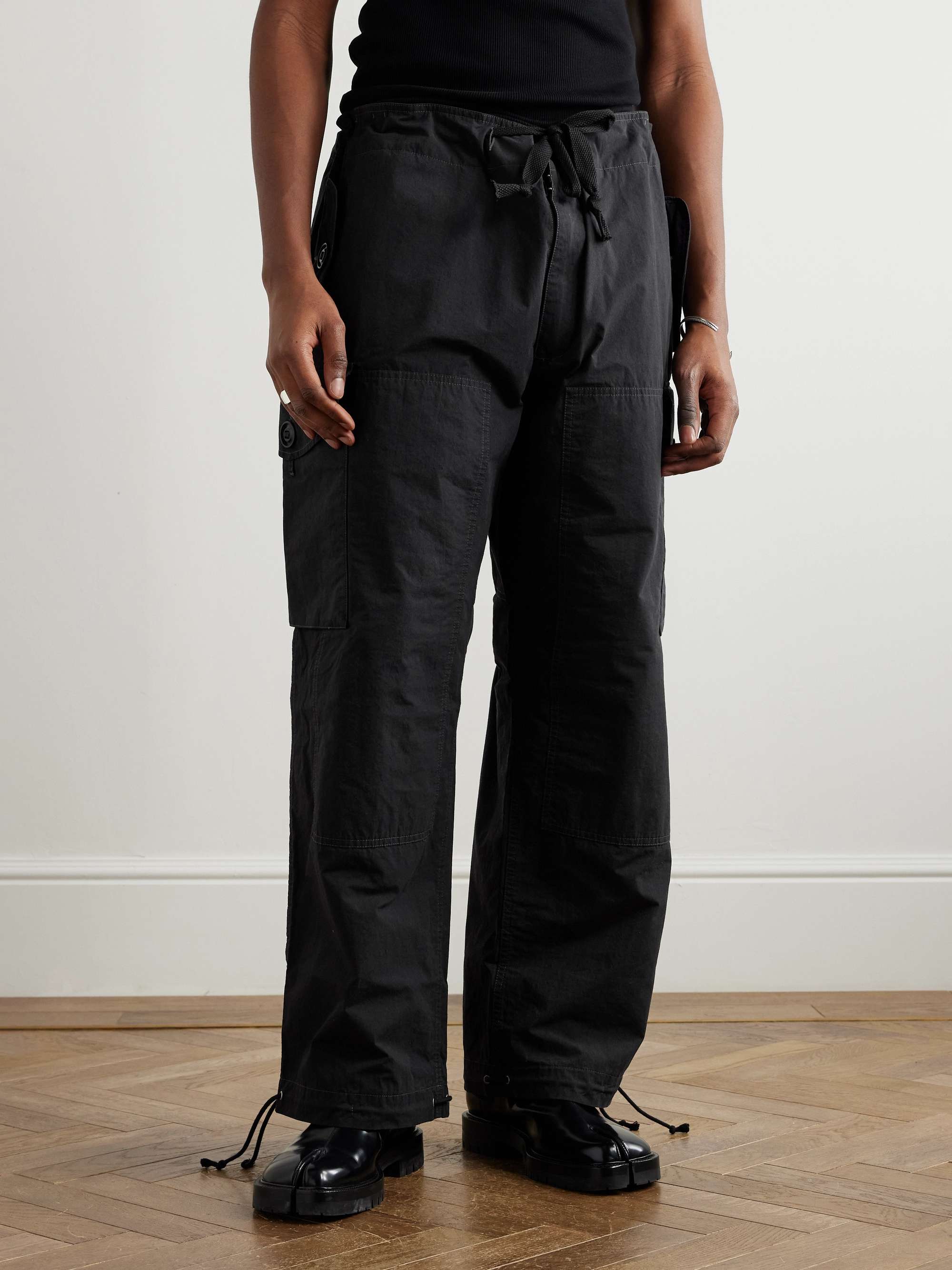 Bootcut Cotton-Blend Drawstring Cargo Trousers view