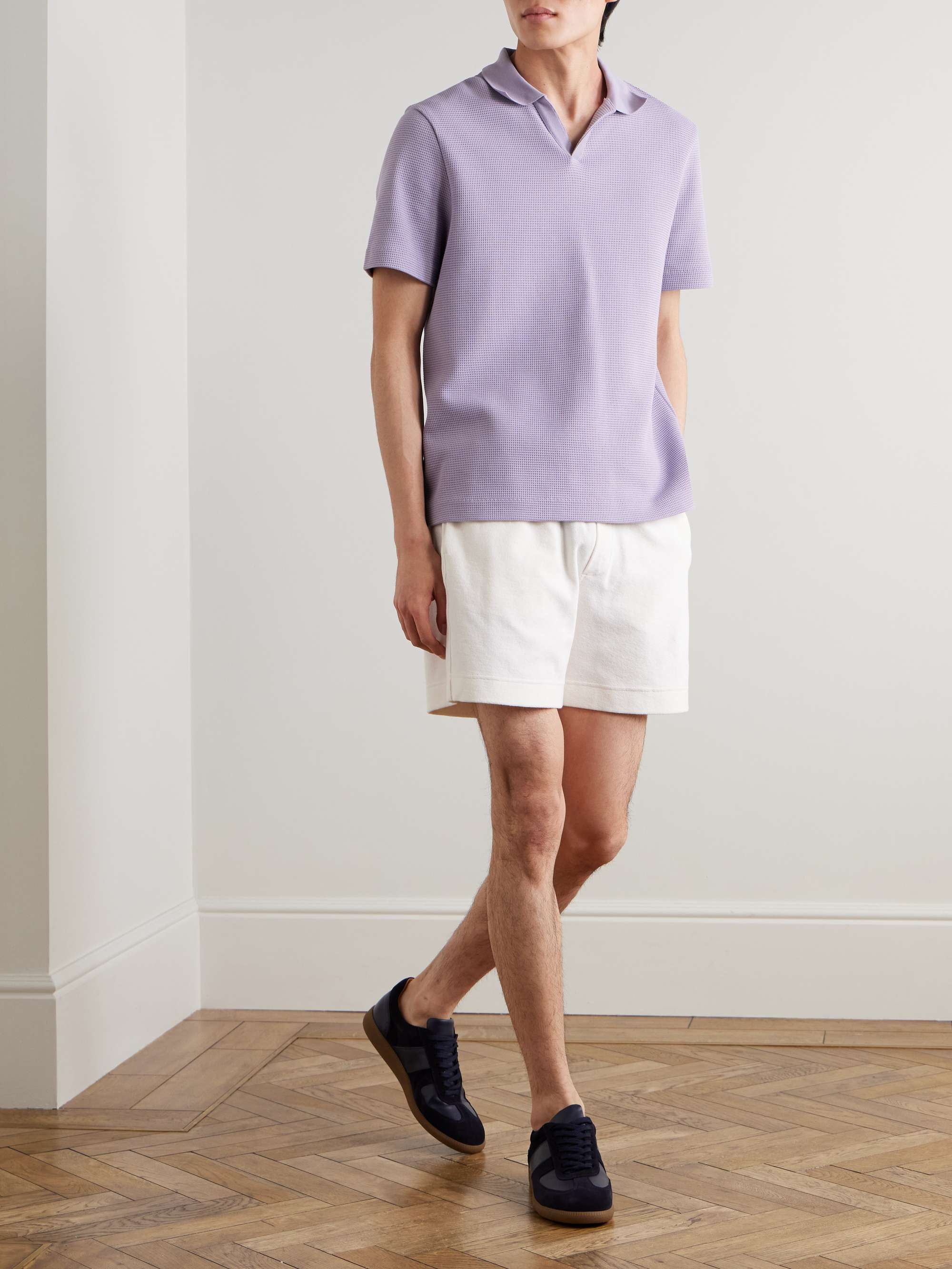 Straight-Leg Organic Cotton-Terry Drawstring Shorts view