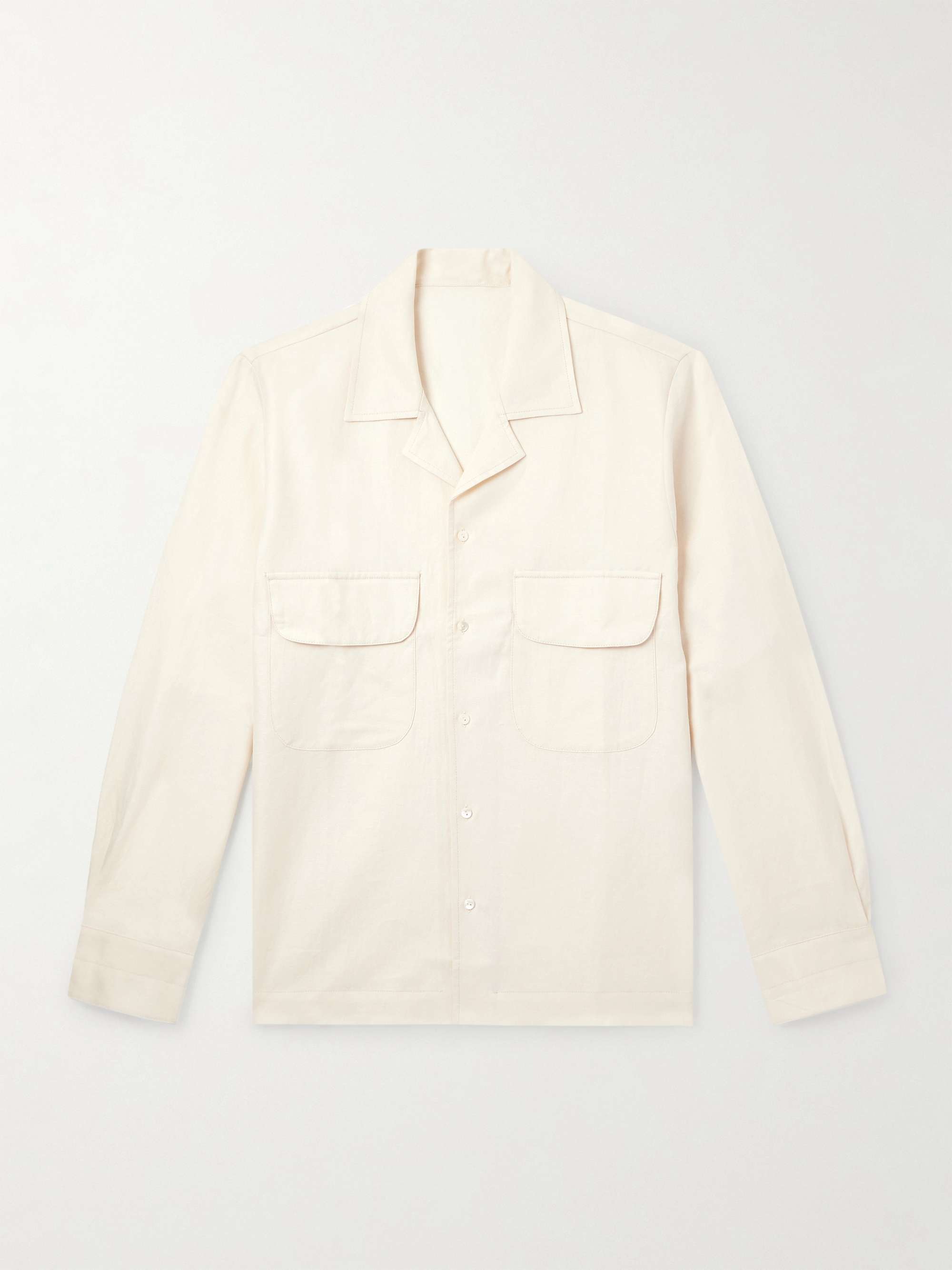 Camp-Collar Cotton and Linen-Blend Shirt view
