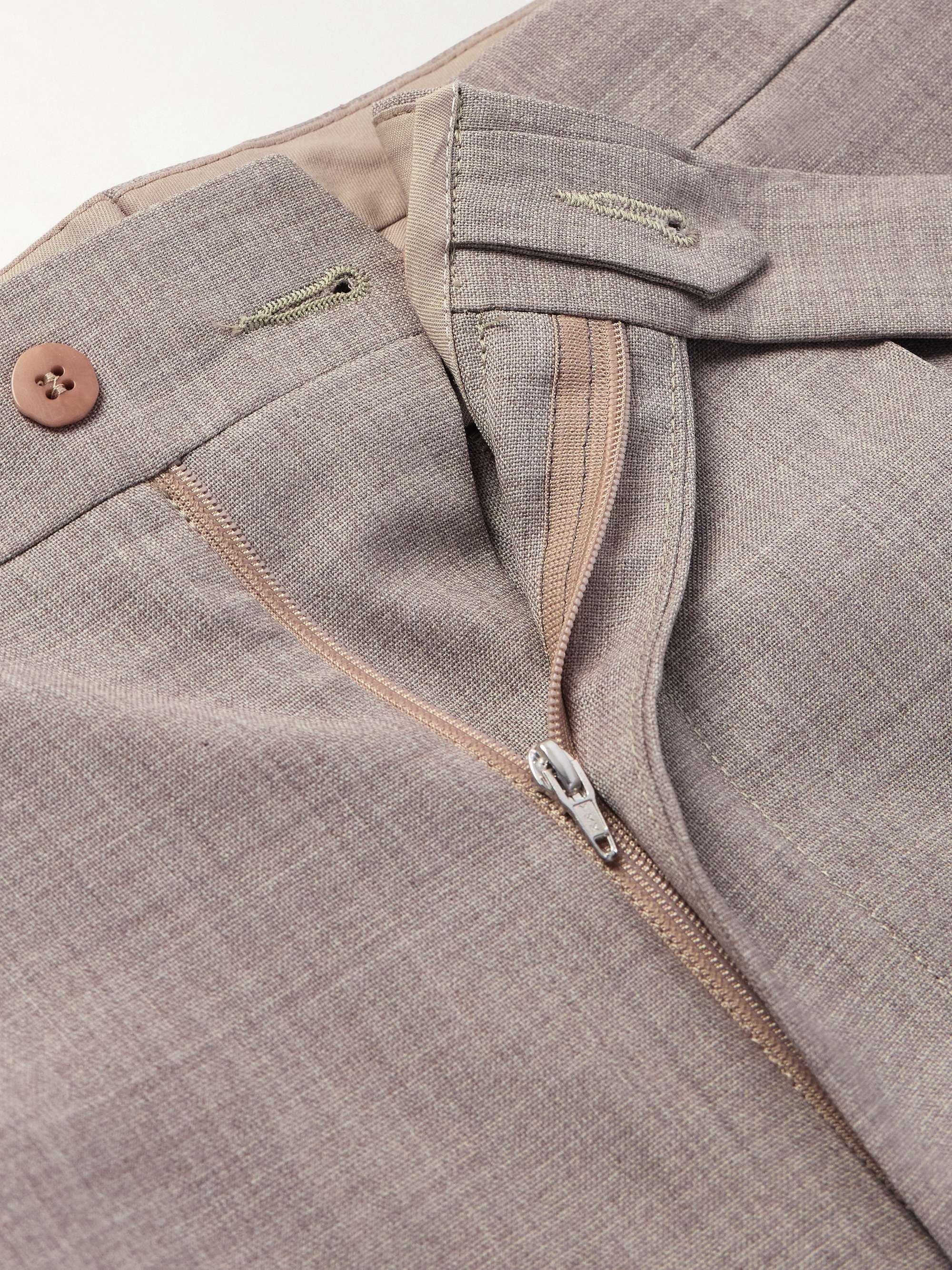 Wide-Leg Pleated Wool Suit Trousers view