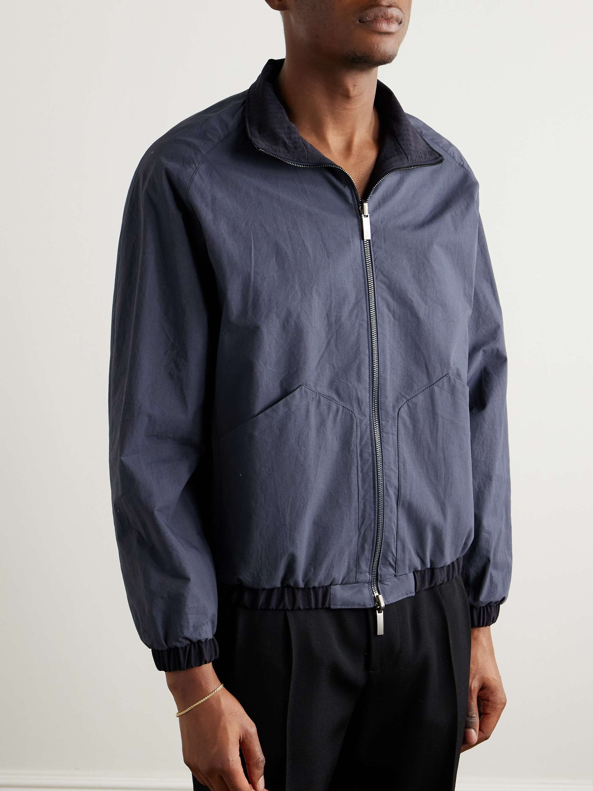 Reversible Wool-Seersucker and Poplin Bomber Jacket view