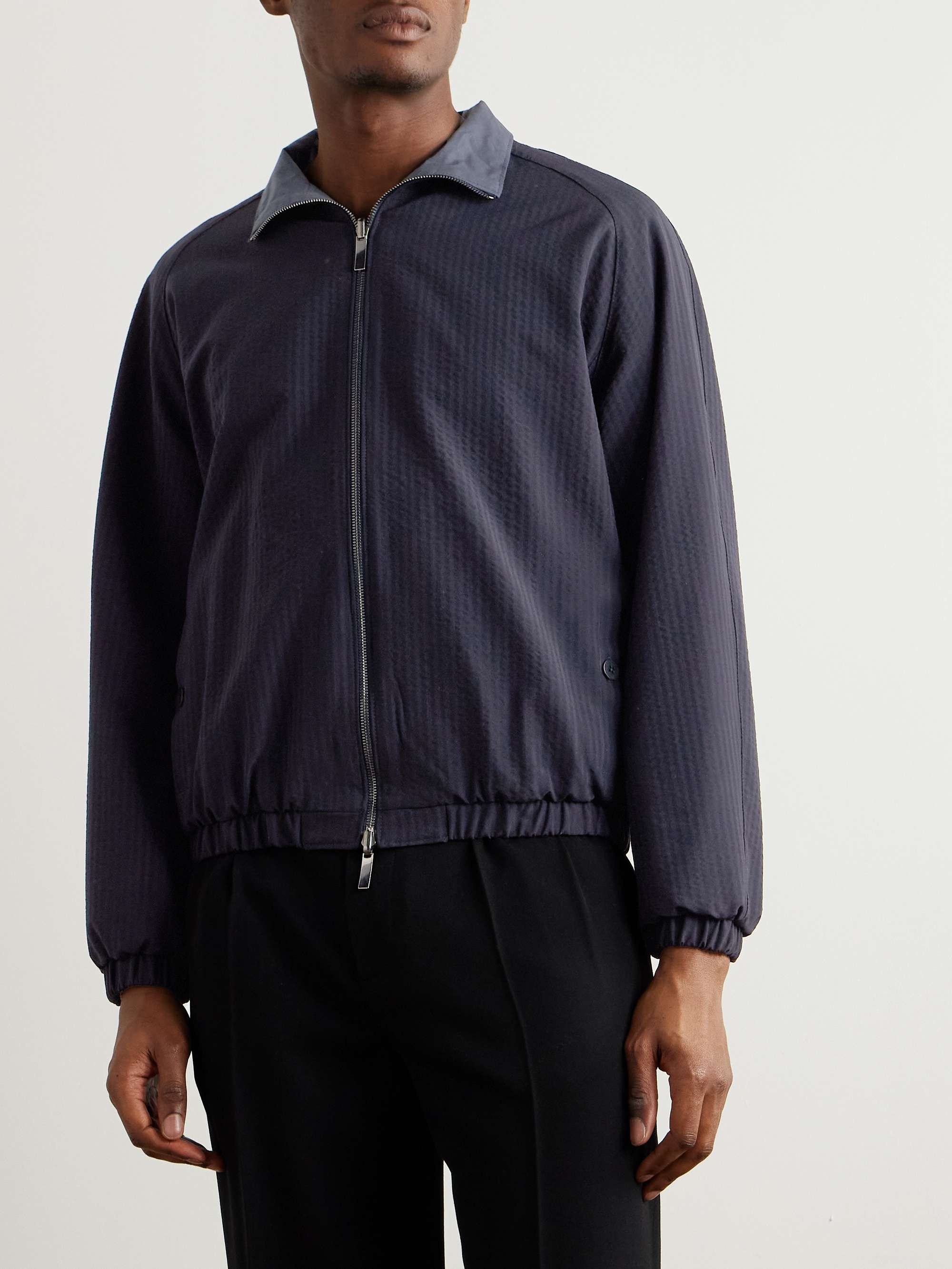Reversible Wool-Seersucker and Poplin Bomber Jacket view