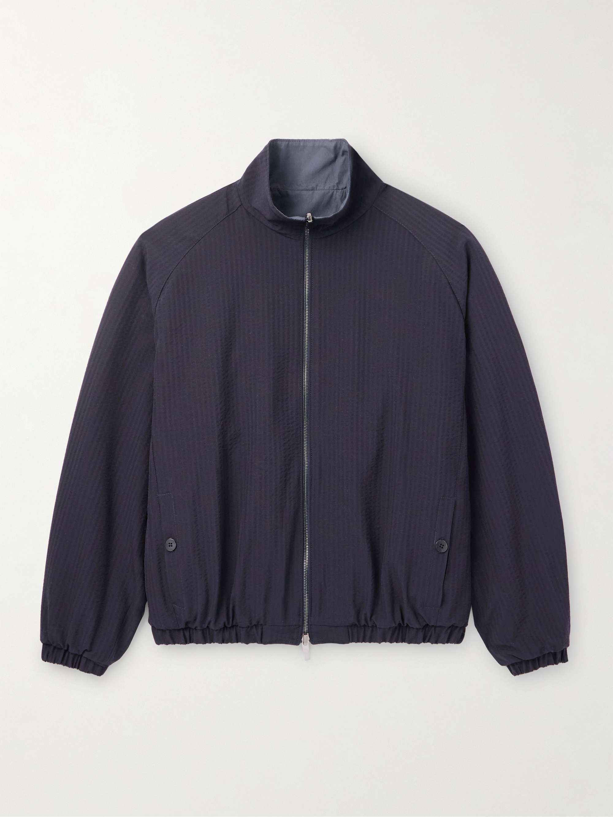 Reversible Wool-Seersucker and Poplin Bomber Jacket view