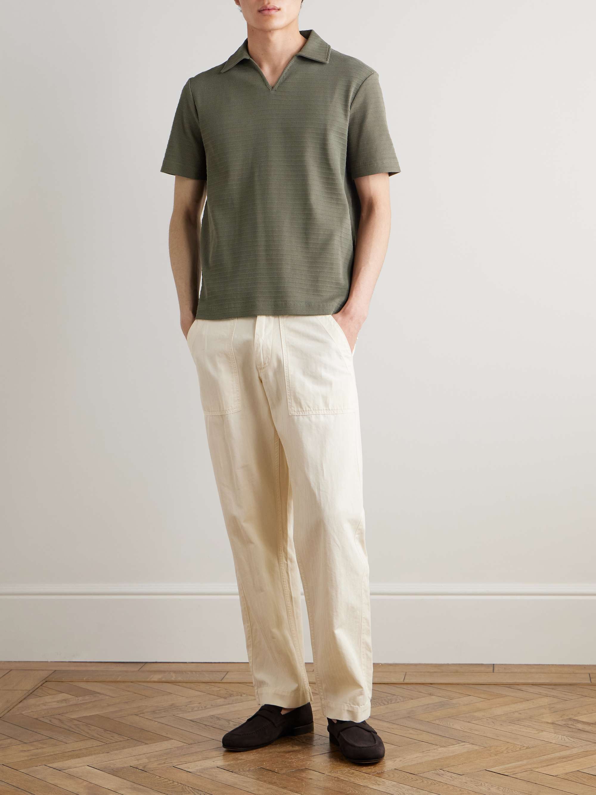 Ribbed Organic Cotton-Jersey Polo Shirt view
