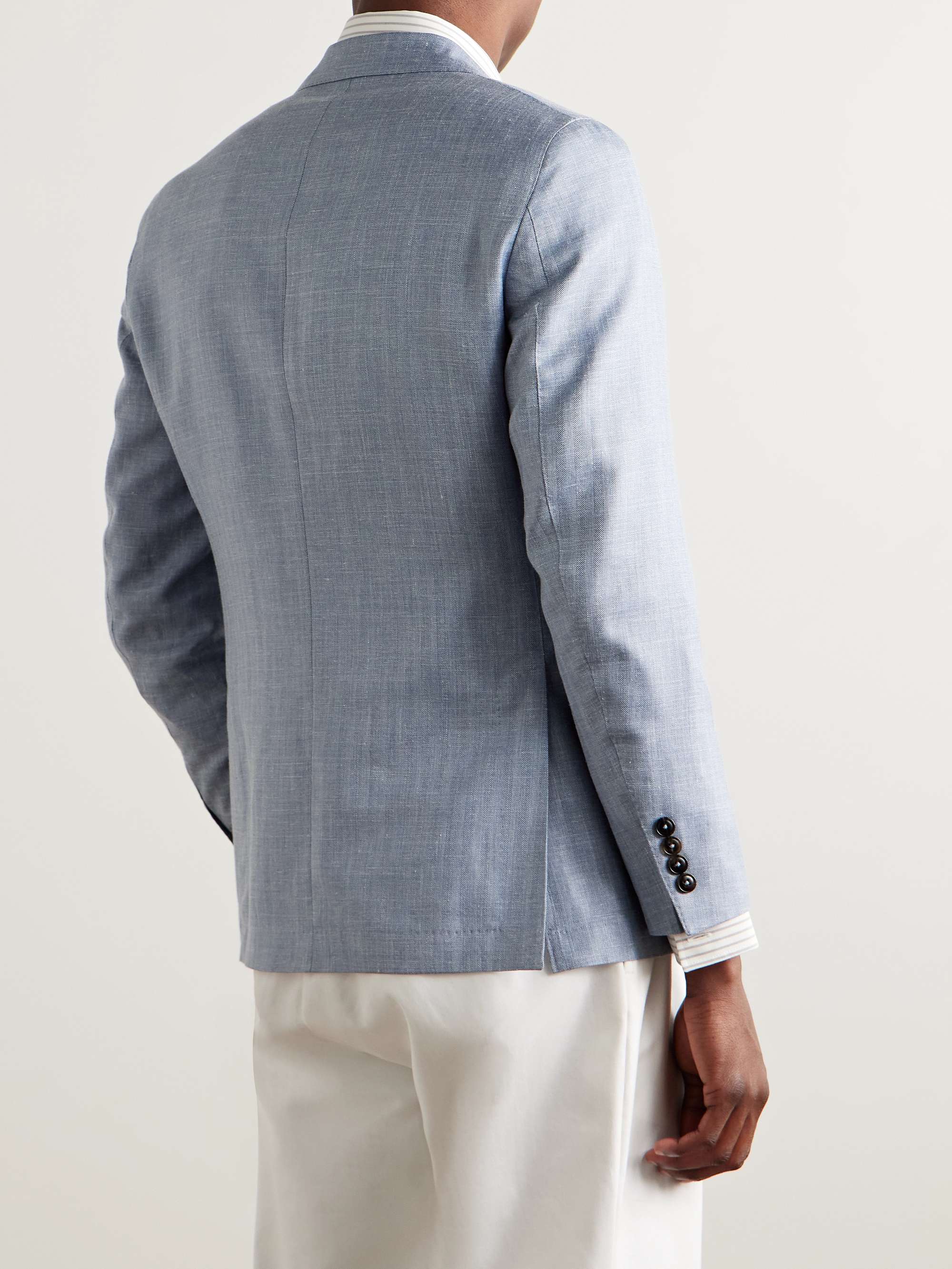Gavin Slim-Fit Herringbone Wool, Silk and Linen-Blend Blazer view