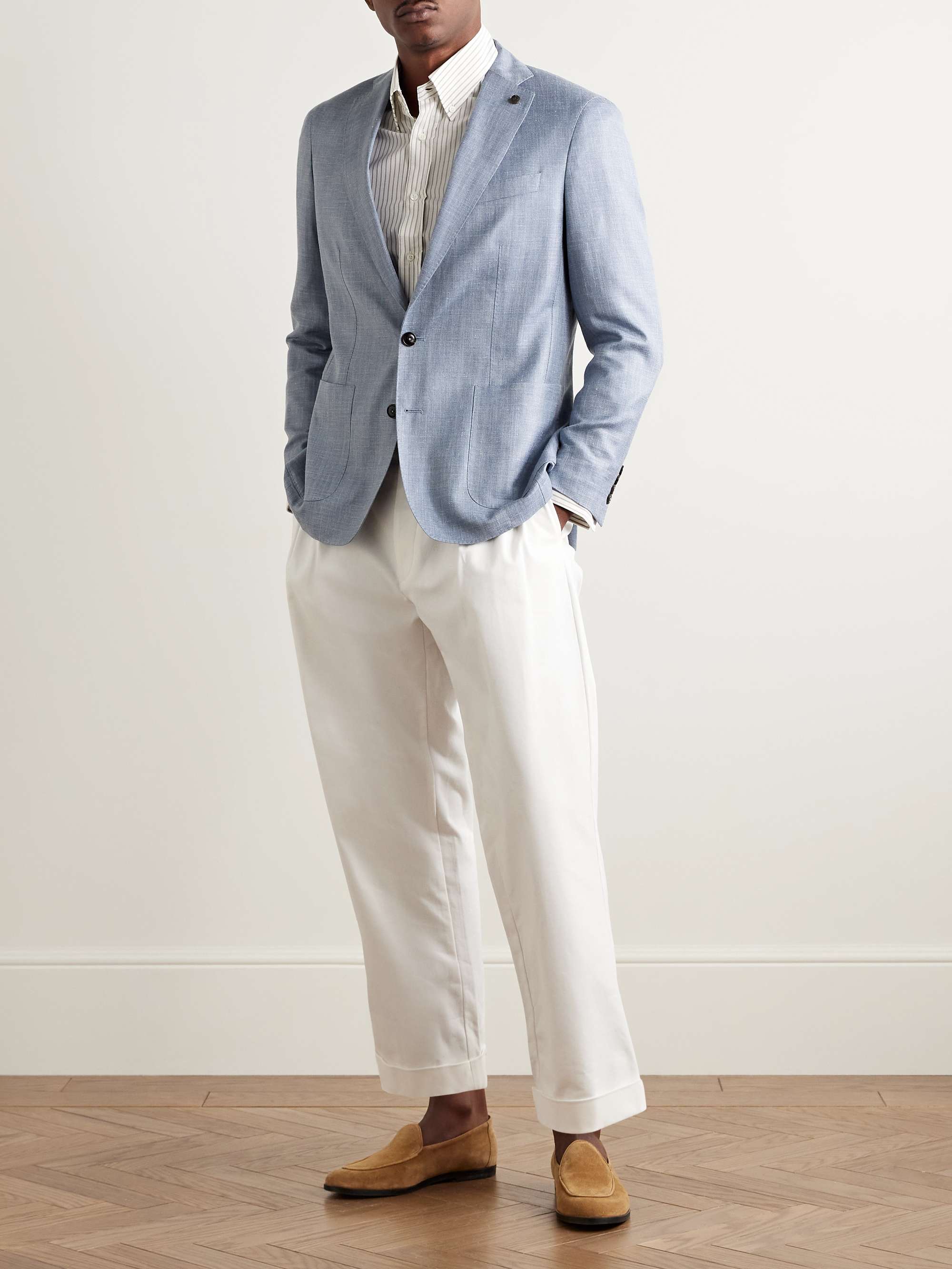 Gavin Slim-Fit Herringbone Wool, Silk and Linen-Blend Blazer view