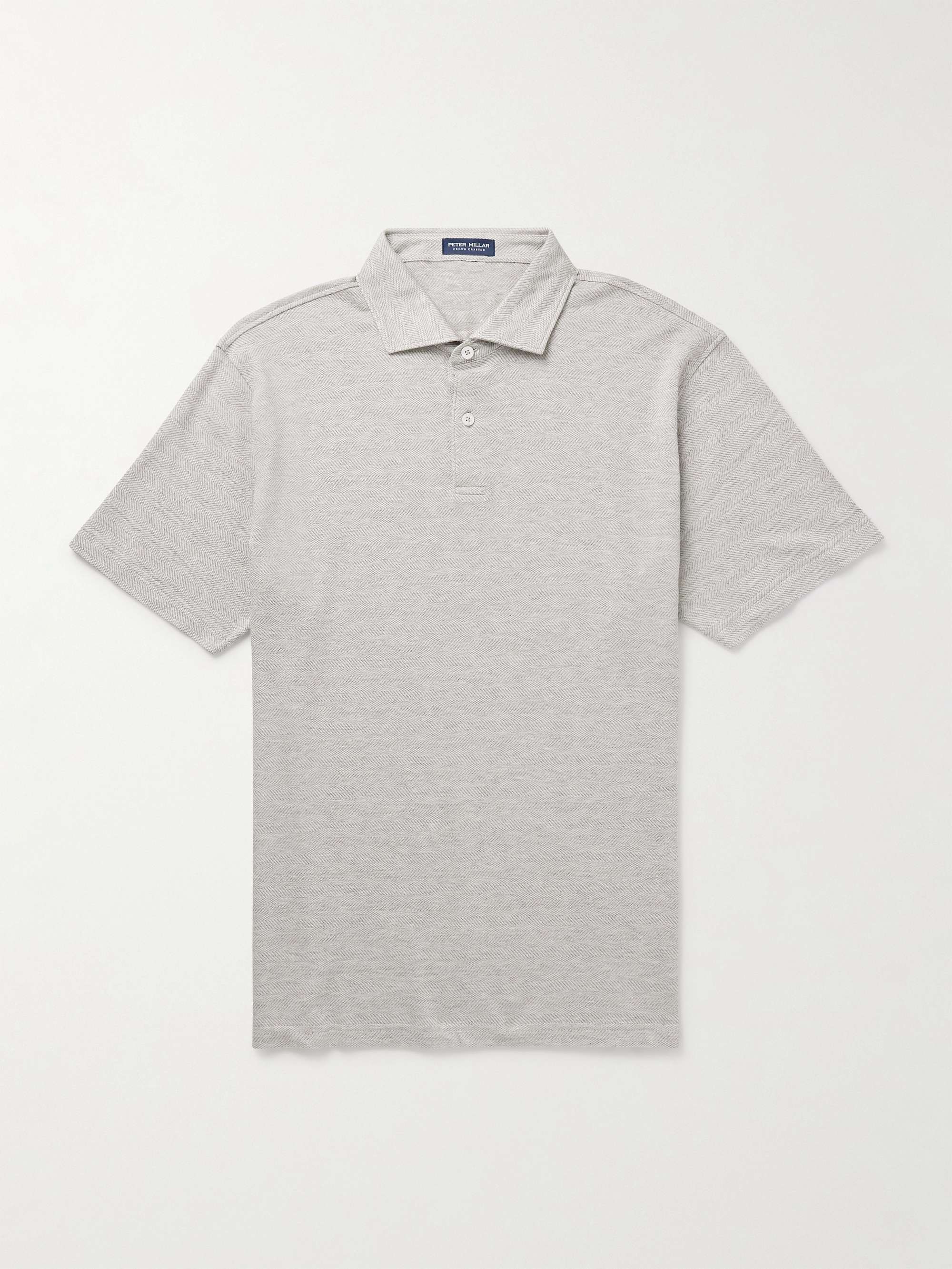 Harris Herringbone Stretch-Cotton and Modal-Blend Polo Shirt view
