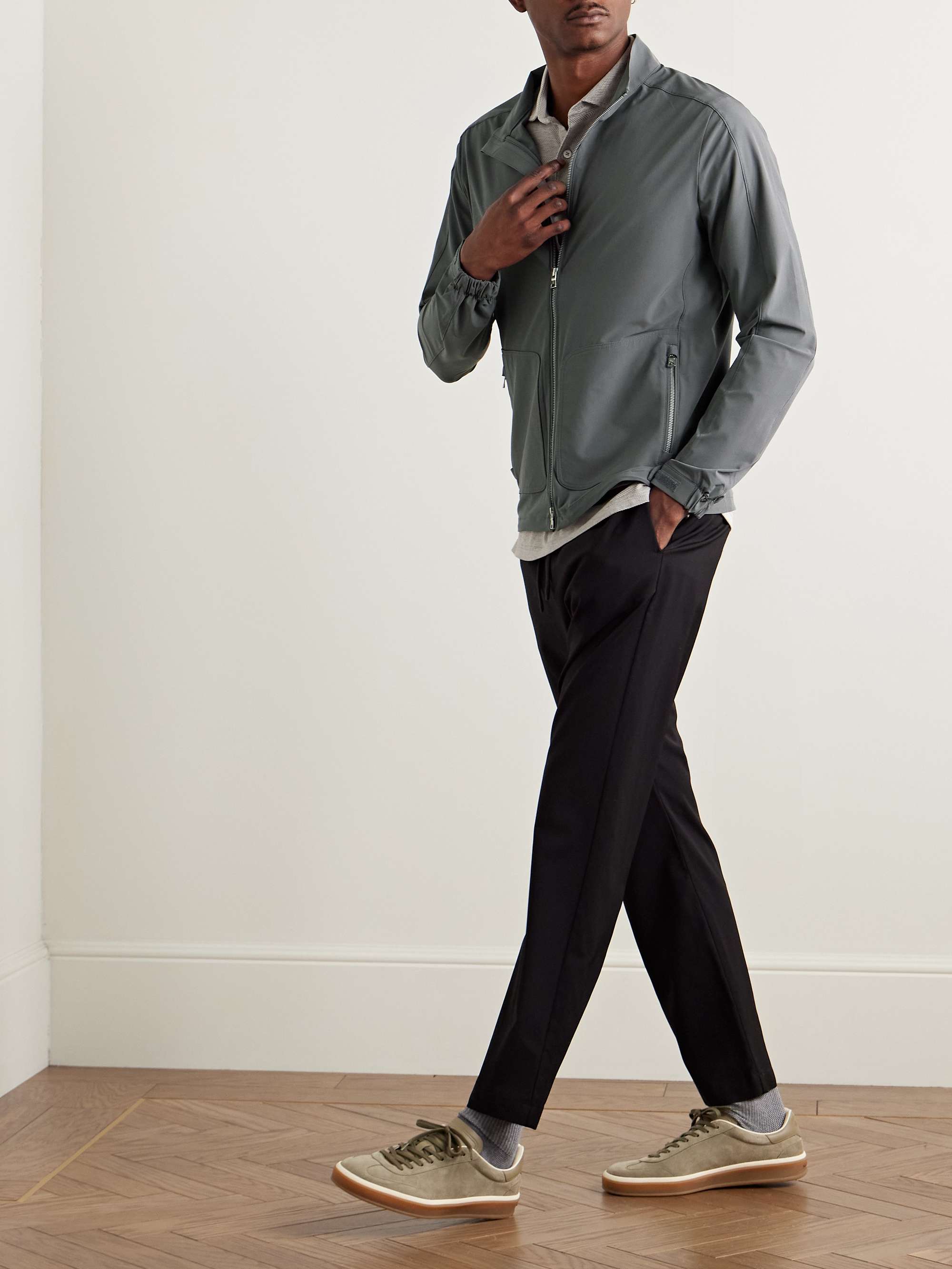 Harris Herringbone Stretch-Cotton and Modal-Blend Polo Shirt view