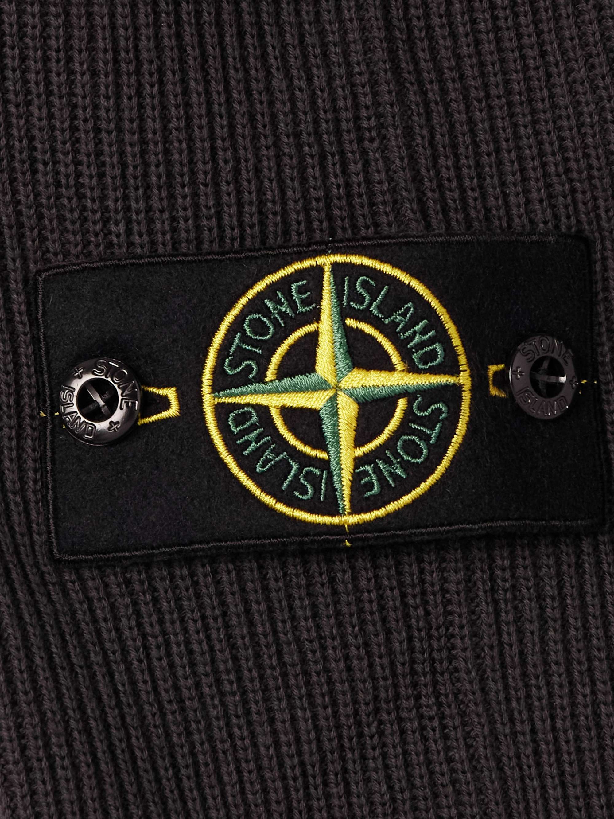 Logo-Appliquéd Ribbed-Knit Cotton Sweater view